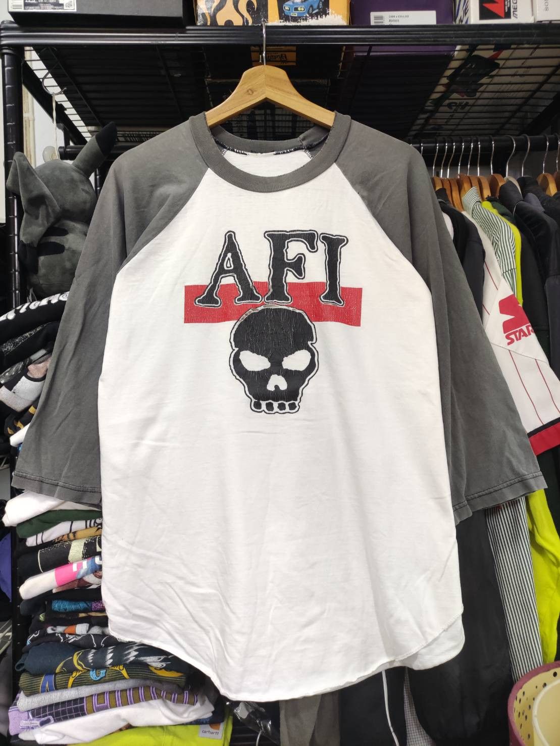 Band Tees Vtg 90's AFI Band East Bay Hard Core Black Cat 666 Raglan Size US L / EU 52-54 / 3 - 1 Thumbnail