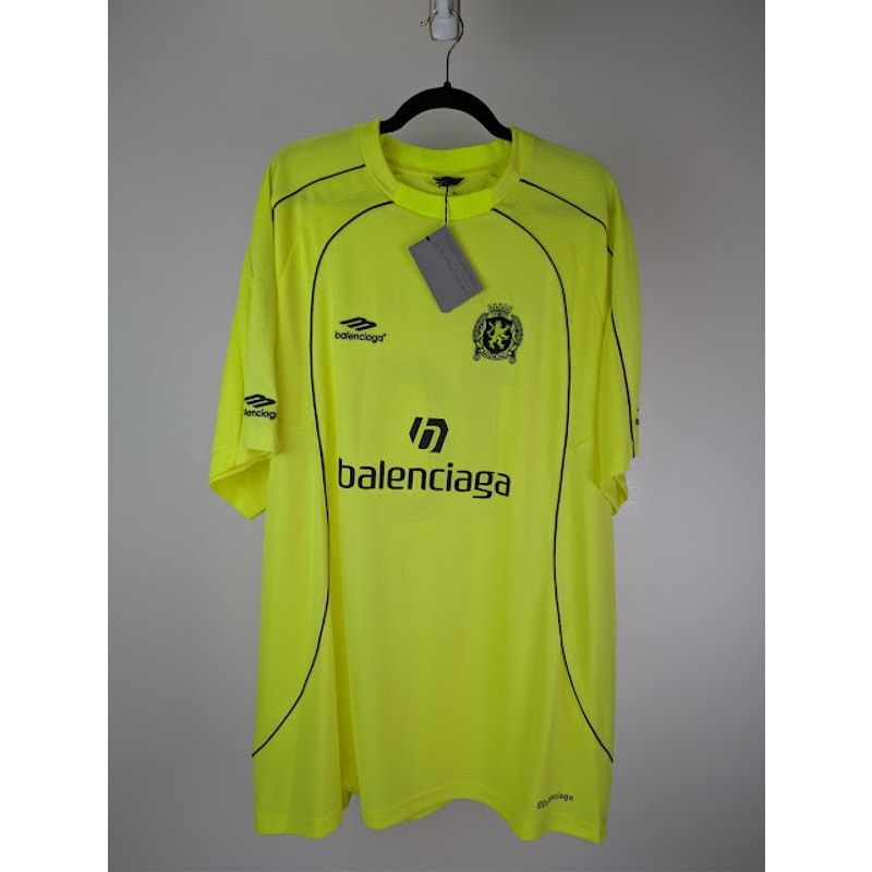 Balenciaga o1rshd1 Soccer Fluo Burly Hi Technical Jersey T-Shirt Yellow Size US XXL / EU 58 / 5 - 1 Thumbnail