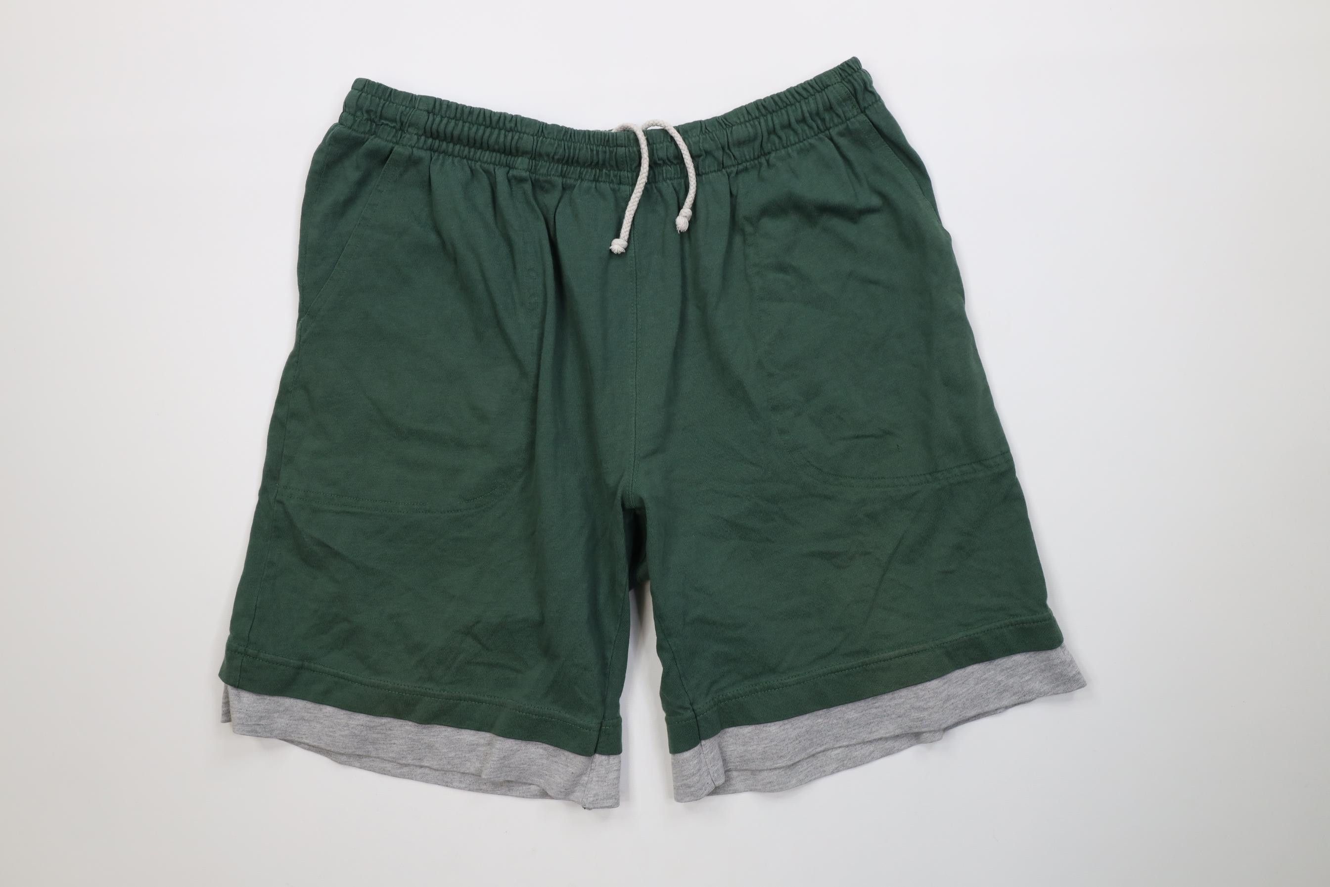 Vintage Vintage 90s Streetwear Blank Layered Above Knee Shorts Green Size US 34 / EU 50 - 1 Thumbnail