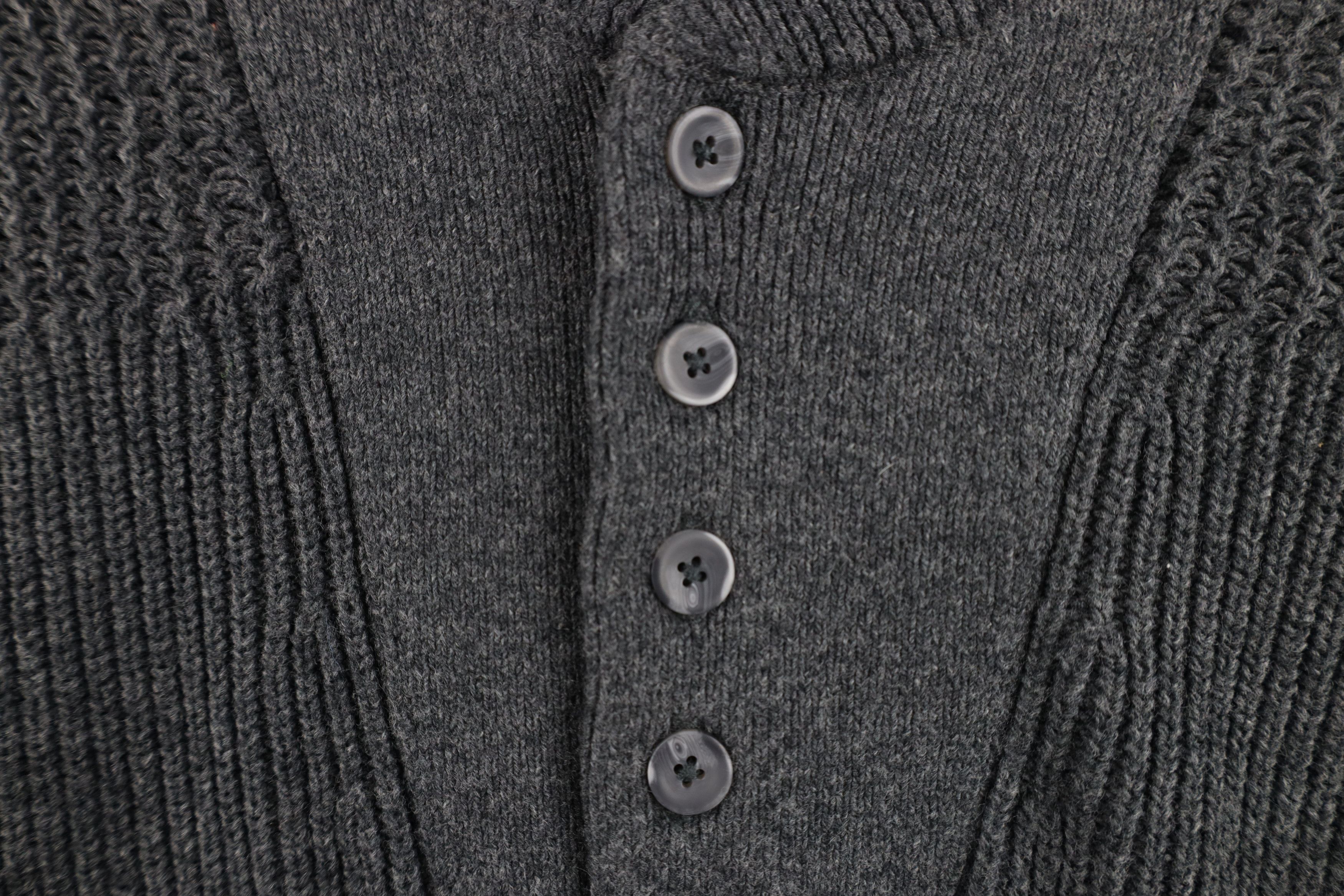 Gap × Vintage Vintage Gap Blank Cotton Ribbed Knit Henley Sweater Gray Size US M / EU 48-50 / 2 - 4 Thumbnail