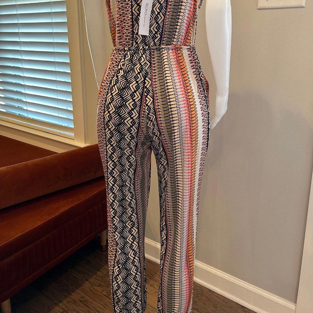Designer BCBGeneration Tribal/Aztec Print Multicolor Stretch Jumpsuit Size 32" / US 10 / IT 46 - 9 Thumbnail