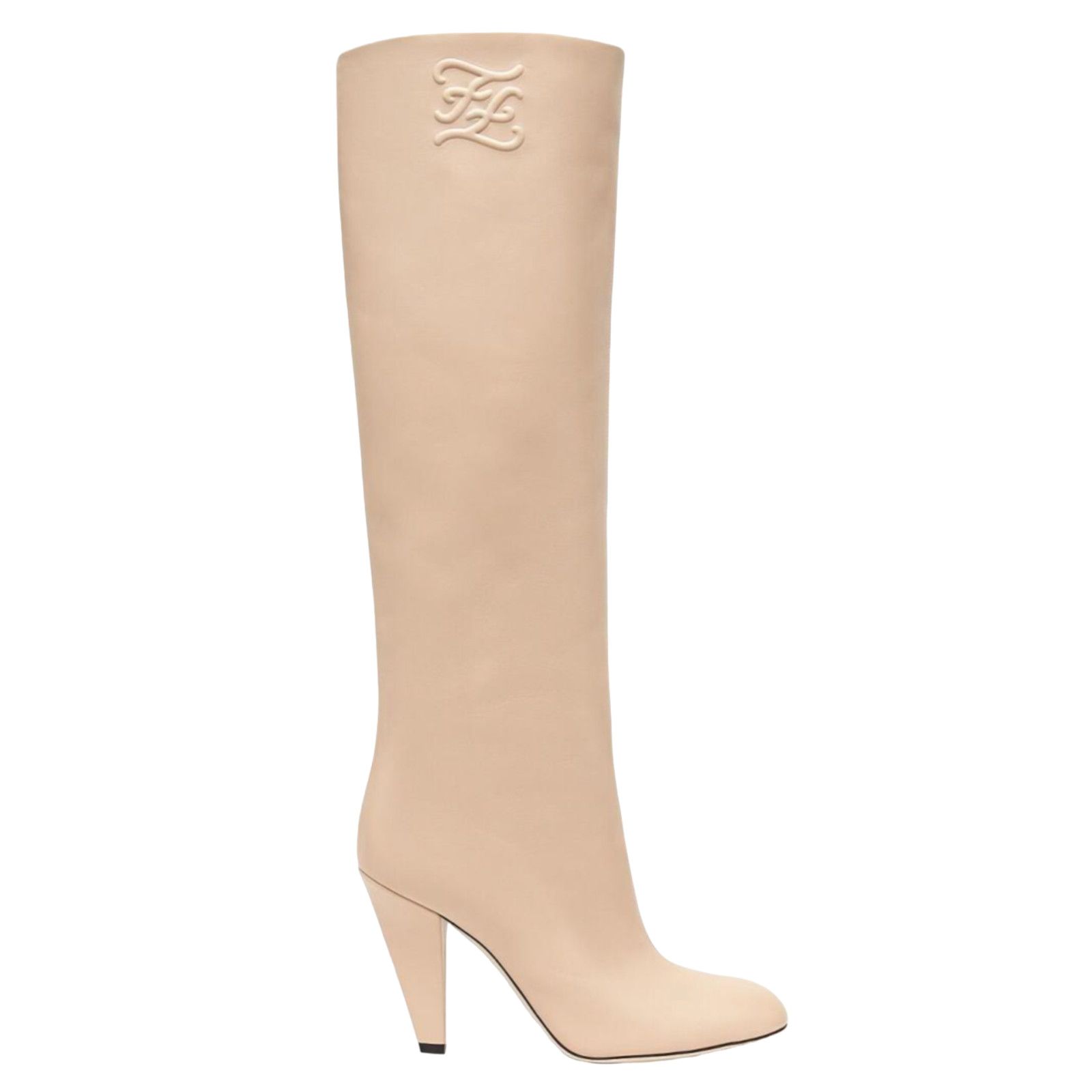 Fendi Fendi Karligraphy FF Logo Motif Poudre Beige Nude Leather Size US 10 / IT 40 - 1 Thumbnail
