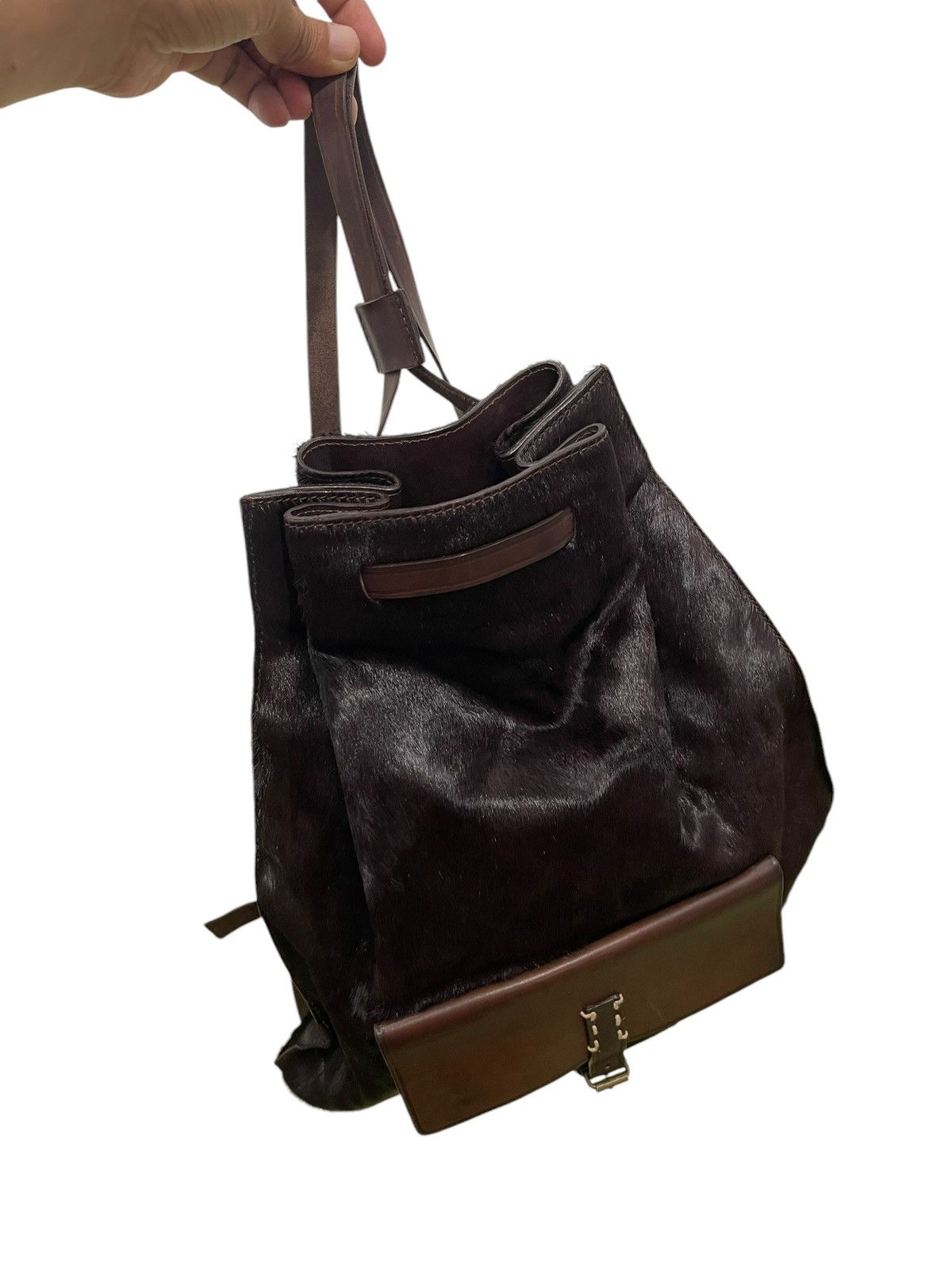 Genuine Leather Calf Hair Leather Re Creation Backpack Bag 5🟩 Size ONE SIZE - 4 Thumbnail