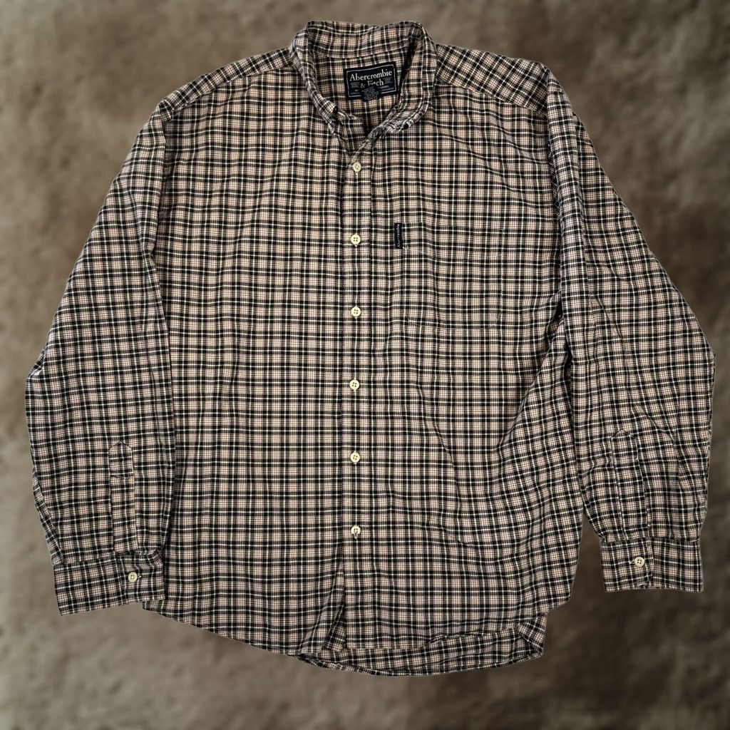 Abercrombie & Fitch Abercrombie & Fitch Shirt Mens XL Beige Plaid Long Sleeve Button Front Casual Size US XL / EU 56 / 4 - 1 Thumbnail