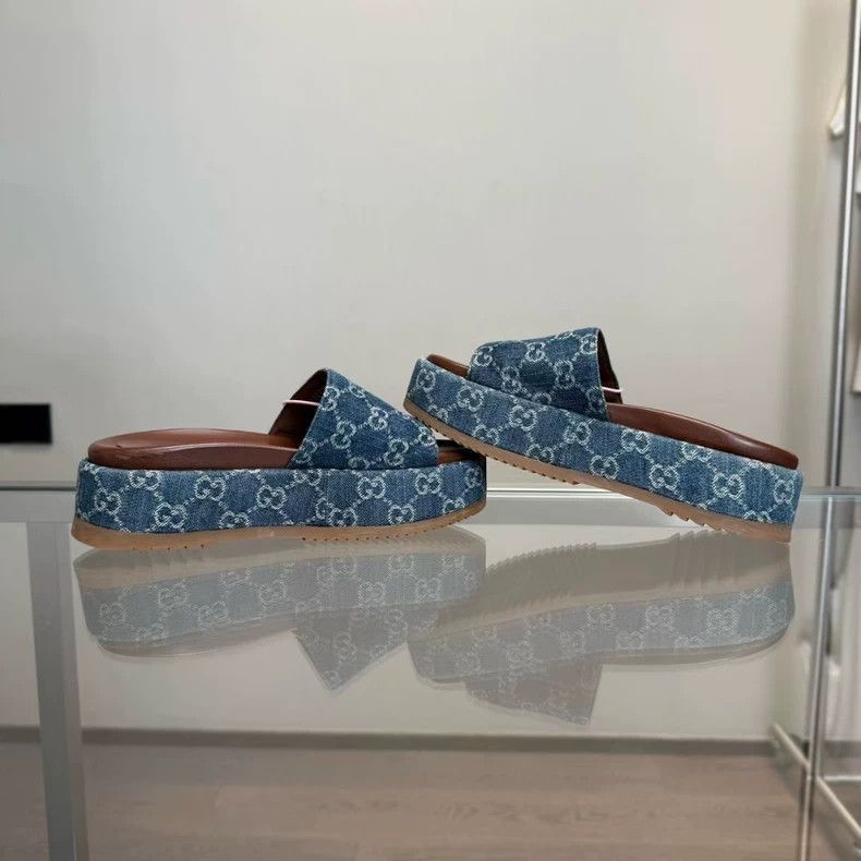 Gucci Gucci Denim ThickSoled Slide Sandals-2505 Size US 6 / IT 36 - 4 Thumbnail