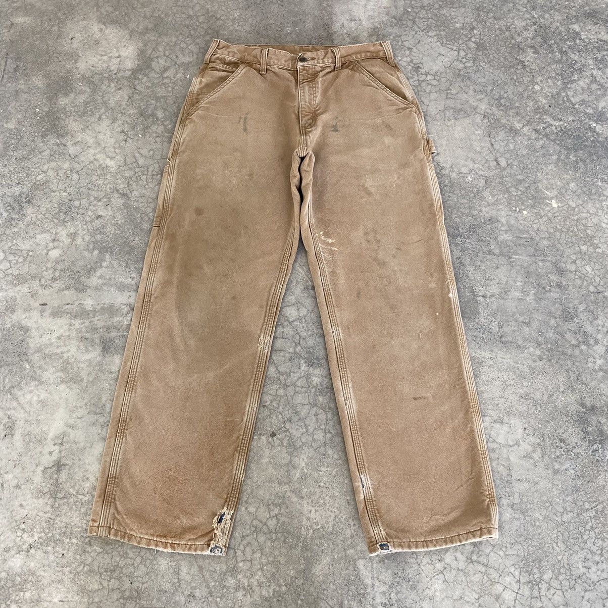 Carhartt Vintage Carhartt Blanket Lined Faded Dirty Carpenter Pants Size US 31 - 5 Thumbnail