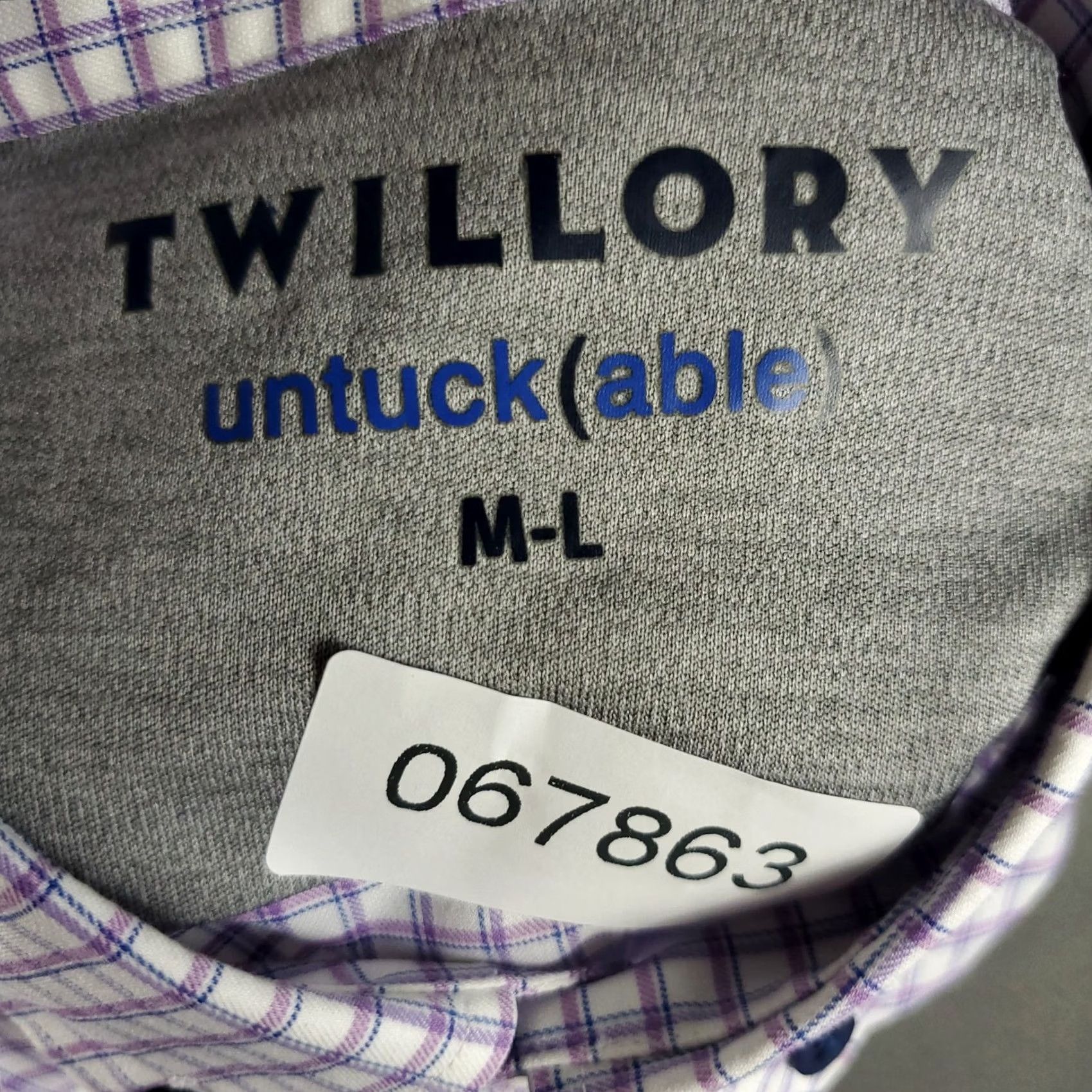 Vintage Twillory Shirt Mens Medium Purple Check Button-Up Long Sleeve Collared, Casual, Business, Formal, Travel, Workwear, Untuckable, Cotton/Nylon, M Size US M / EU 48-50 / 2 - 7 Thumbnail