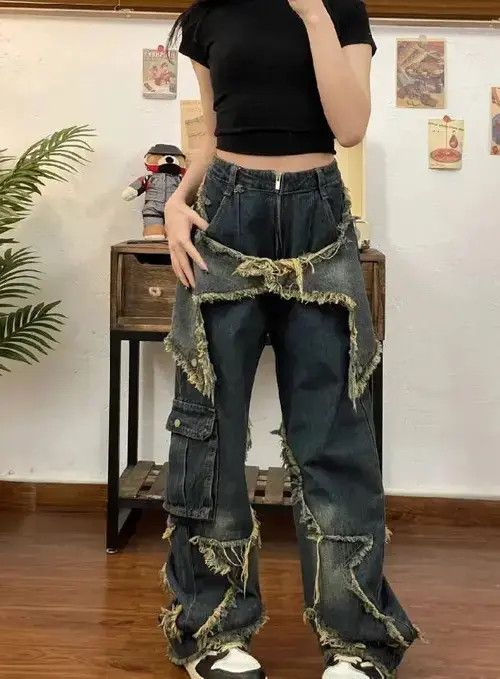 Japanese Brand jeans with star patch Size US 30 / EU 46 - 1 Thumbnail