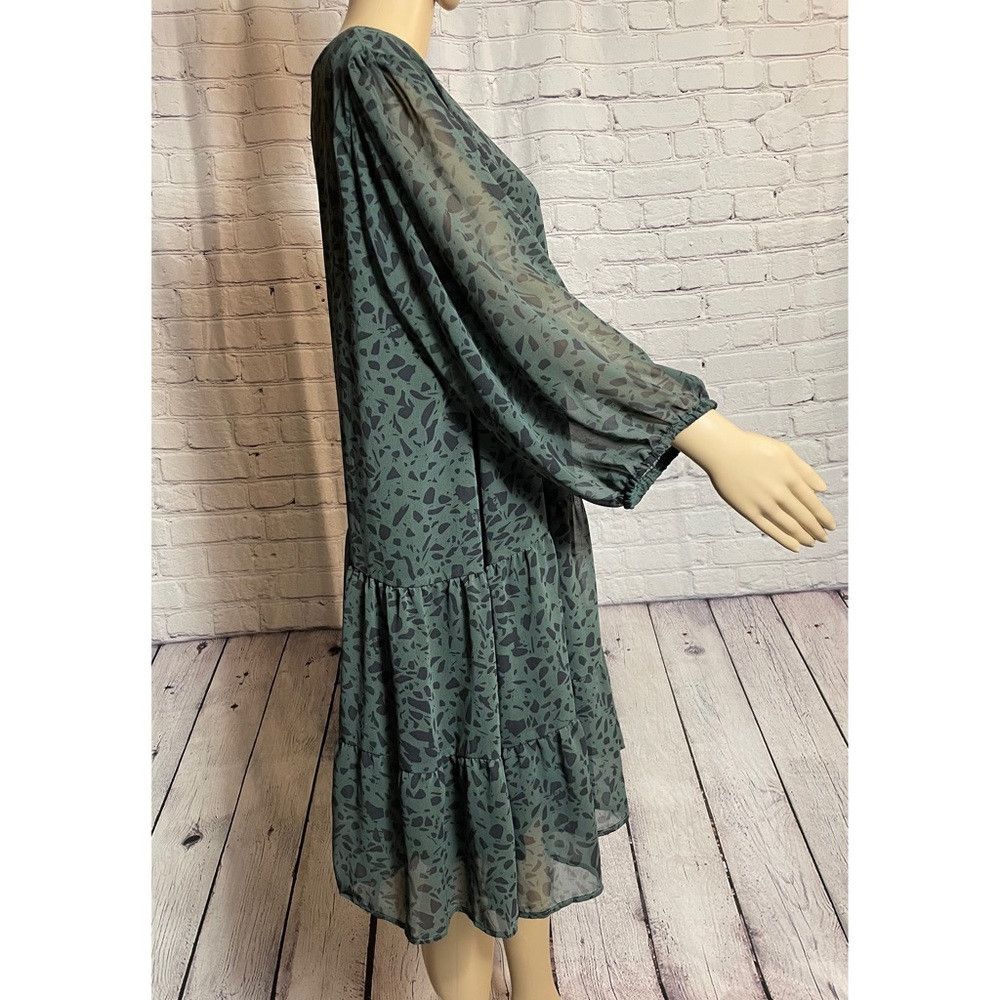 Other Gilli Chiffon 3/4 Sleeve Green Dress SIze 2X Size XXL / US 16-18 / IT 52-54 - 3 Thumbnail