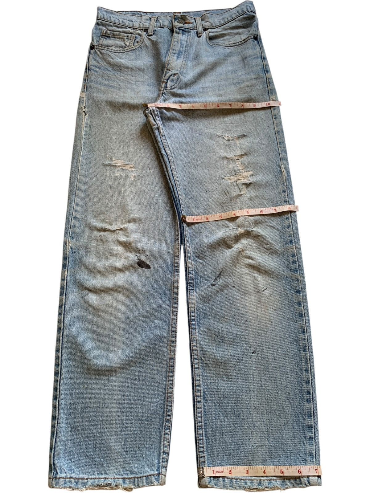 Levi's × Levi's Vintage Clothing Vintage 90s Levis Big E Painted Blue Wash Distressed Jeans Size US 28 / EU 44 - 14 Thumbnail