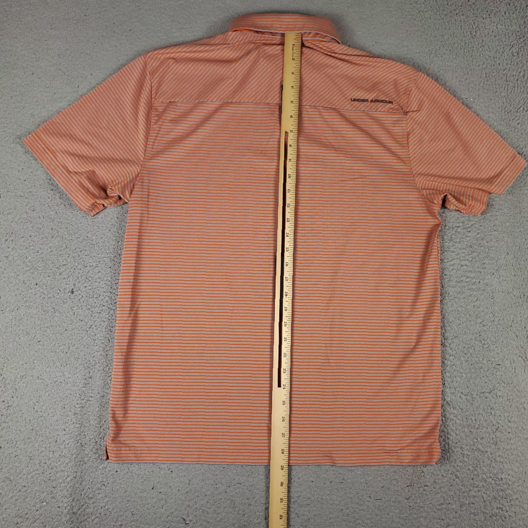 Under Armour Under Armour Polo Shirt Mens L Orange Gray Striped Short Sleeve Collared Button Logo Casual Size US L / EU 52-54 / 3 - 4 Thumbnail