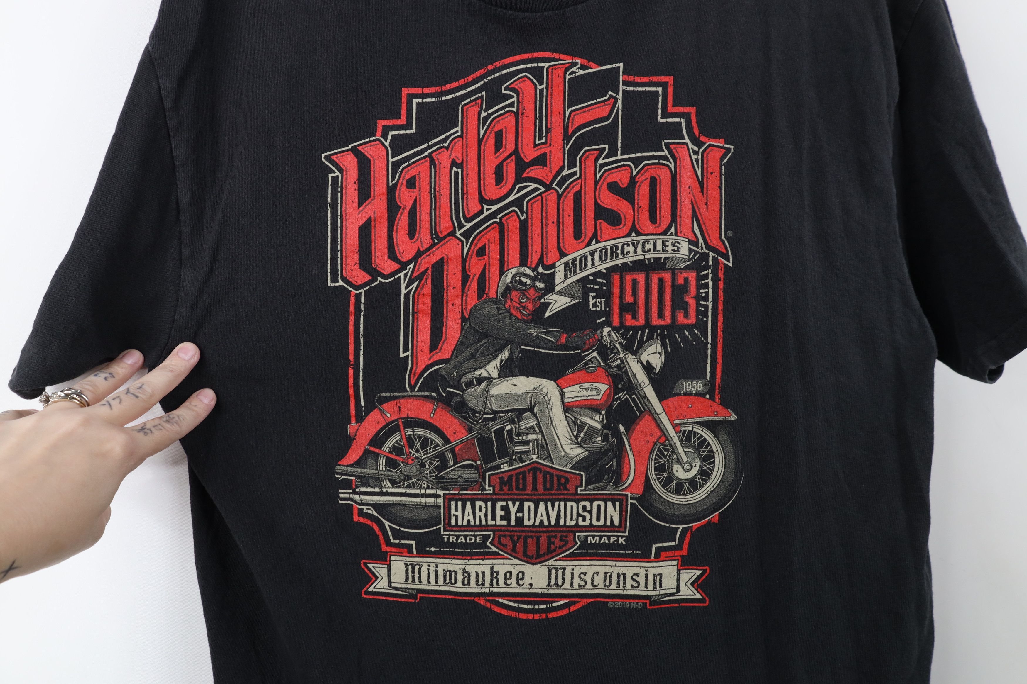 Harley Davidson Vintage Y2K Harley Davidson Satan Devil Motorcycle T-Shirt Size US M / EU 48-50 / 2 - 4 Thumbnail