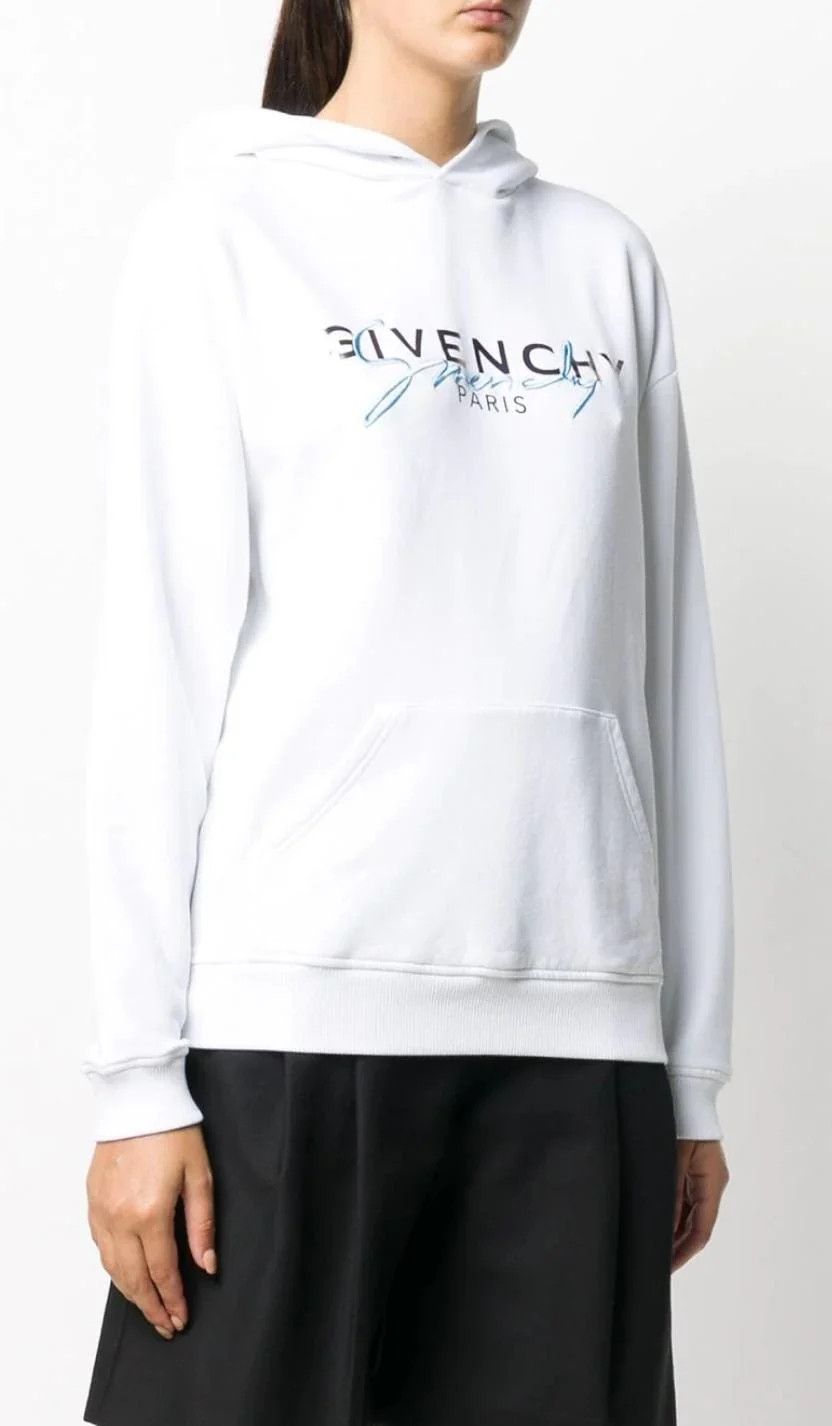 Givenchy White Embroidered Signature Logo Hoodie Size XS / US 0-2 / IT 36-38 - 1 Thumbnail