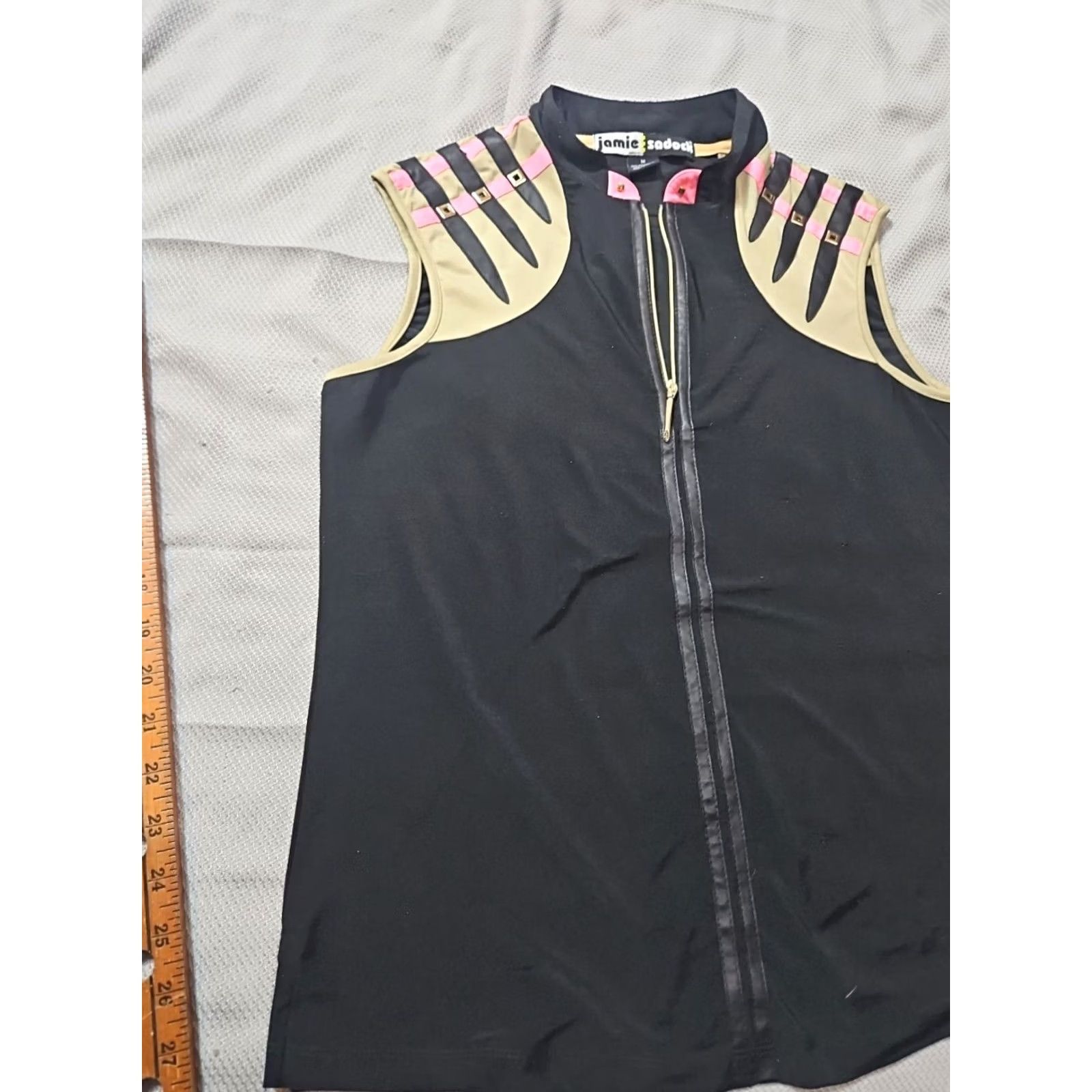 Vintage Jamie Sadock Shirt Womens Medium Black Zip Sleeveless Golf Preppy Stretch Top Size M / US 6-8 / IT 42-44 - 6 Thumbnail
