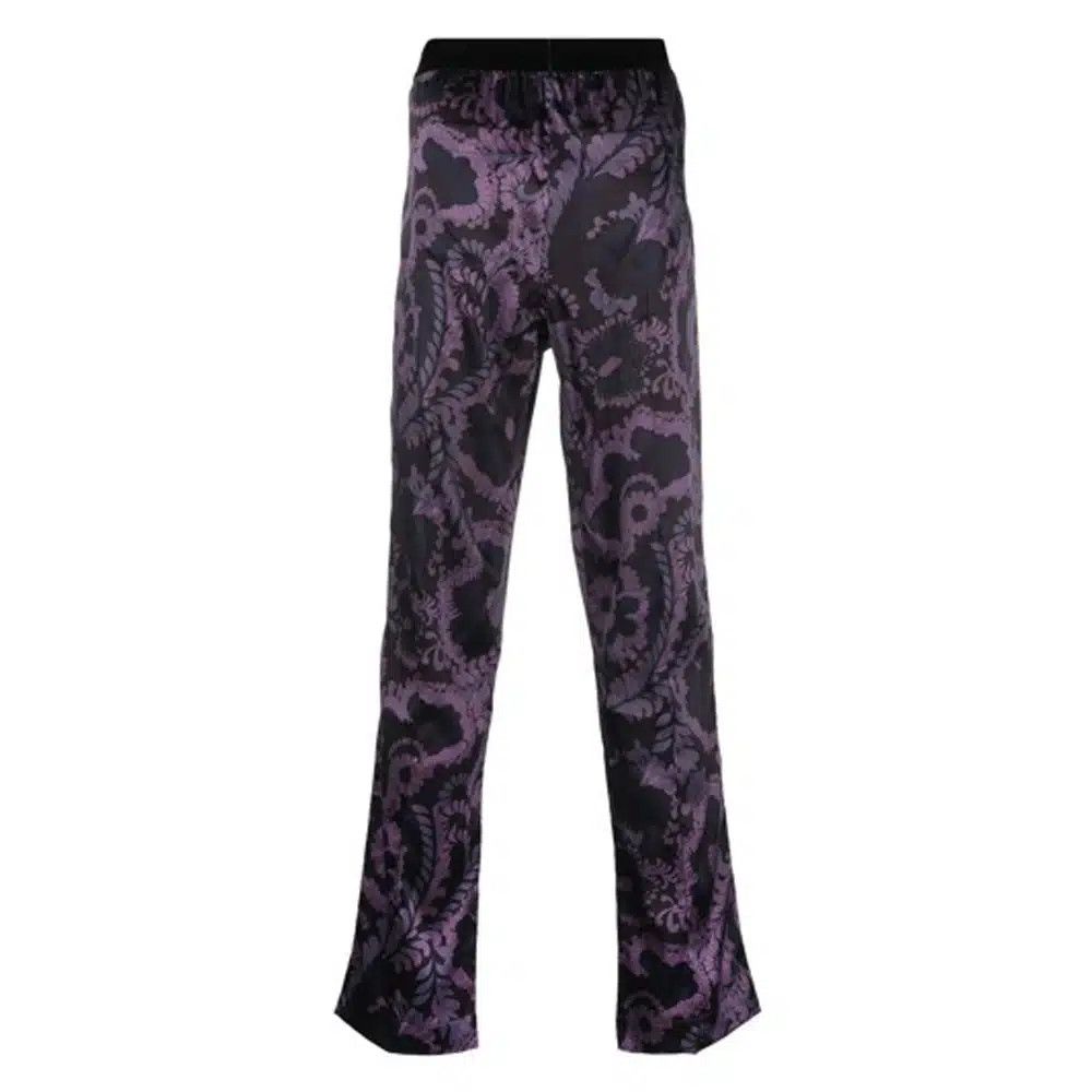 Tom Ford o1sndg1125 IST4H20 TF Logo Silk Pajama Pant in Purple/Black Size US 36 / EU 52 - 3 Thumbnail