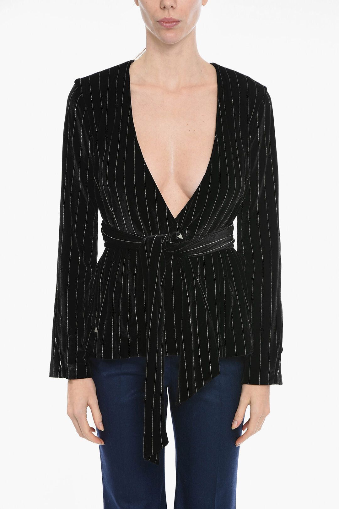Philipp Plein Blouse ELEGANT With Striped Pattern And Belt Size L / US 10 / IT 46 - 1 Thumbnail