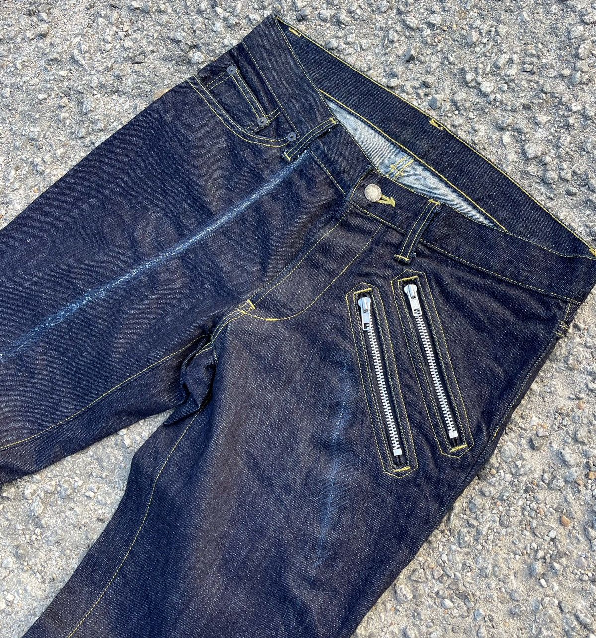 RUDE GALLERY 🔥 RUDE GALLERY JAPAN FLARE DENIM ZIPPER PANTS Size US 33 - 4 Thumbnail