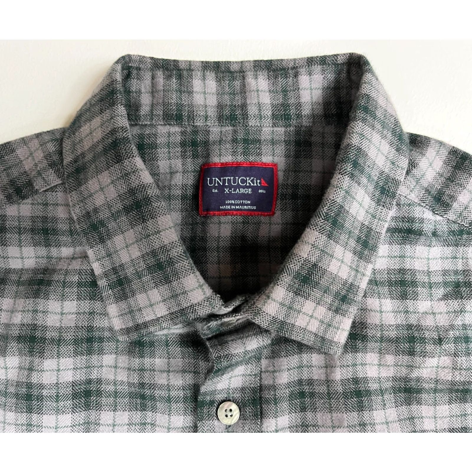 UNTUCKit UNTUCKit Men’s Parducci Button-Up Shirt Plaid XL Gray Cotton Flannel Long Sleeve Casual Classic Preppy Mens Size US XL / EU 56 / 4 - 6 Thumbnail