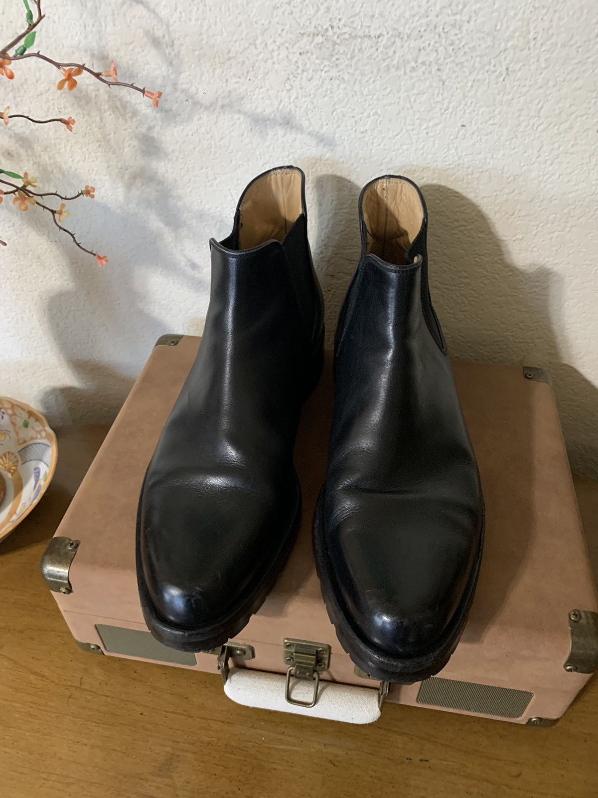 image of Walter Steiger Leather Chelsea Boots With Lug Soles in Black, Men's (Size 10)