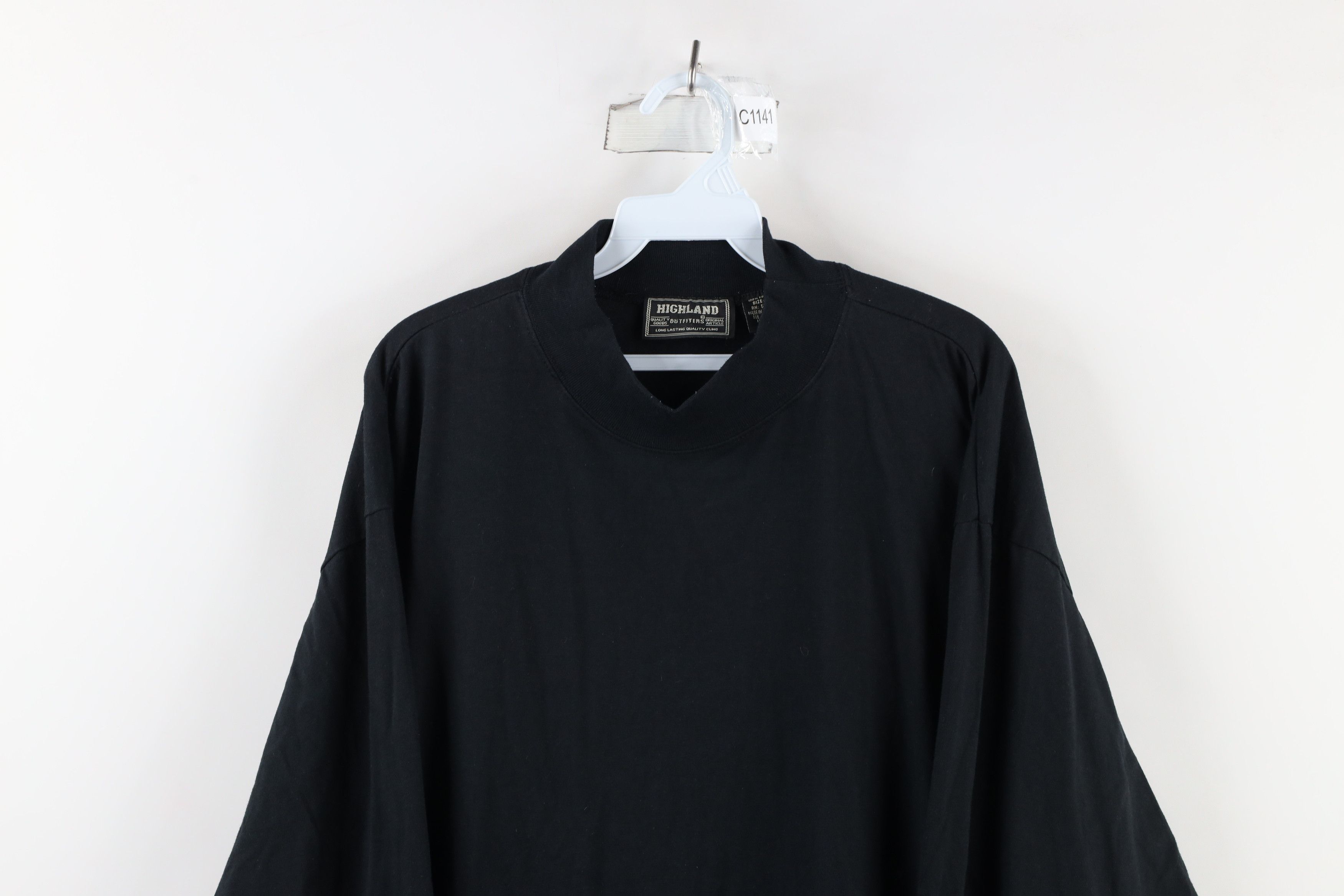 Vintage Vintage 90s Streetwear Mock Neck Long Sleeve T-Shirt Black Size US L / EU 52-54 / 3 - 2 Thumbnail