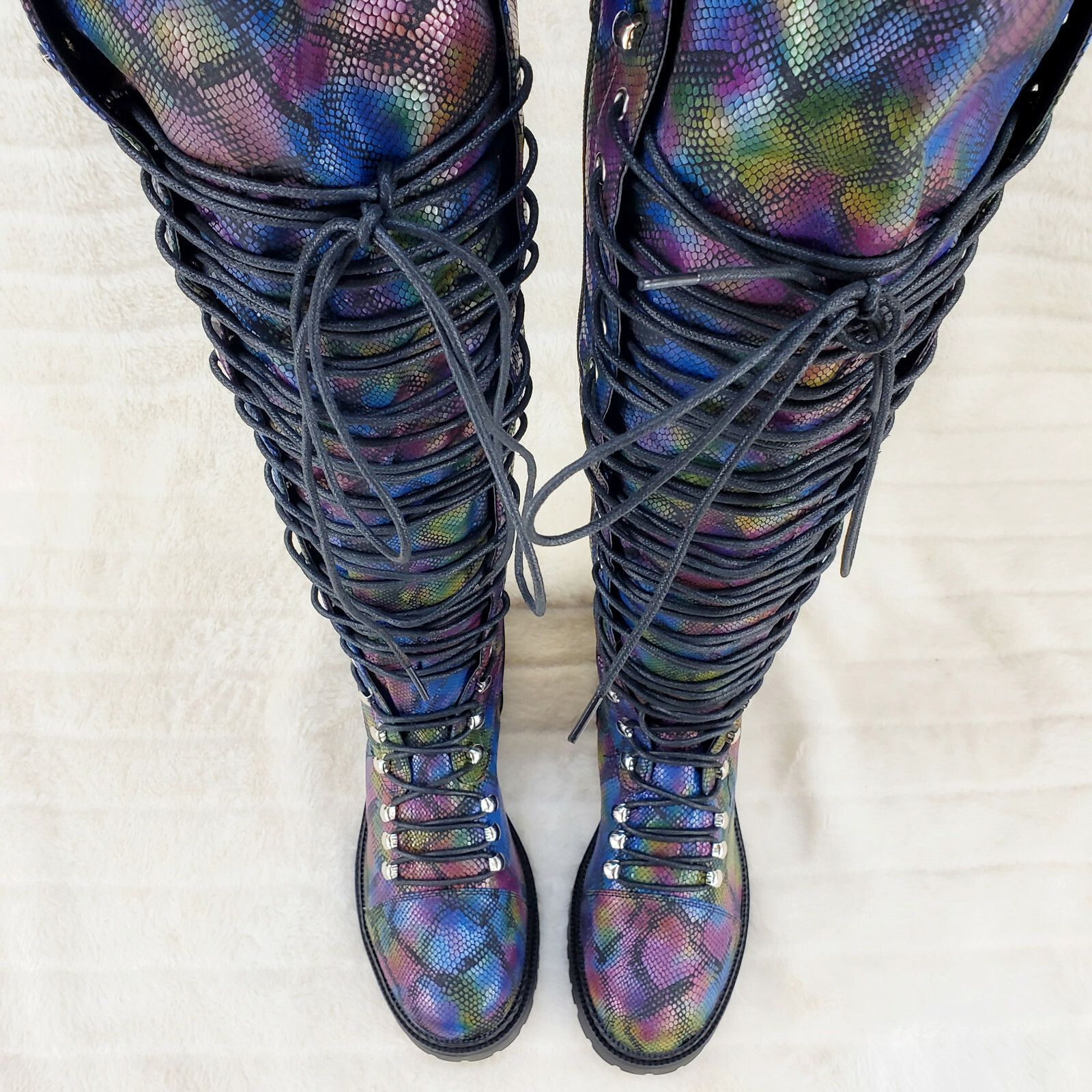 Other Travis Colorful Rainbow Snake Corset Lace Over the Knee Fash Size US 6 / IT 36 - 5 Thumbnail
