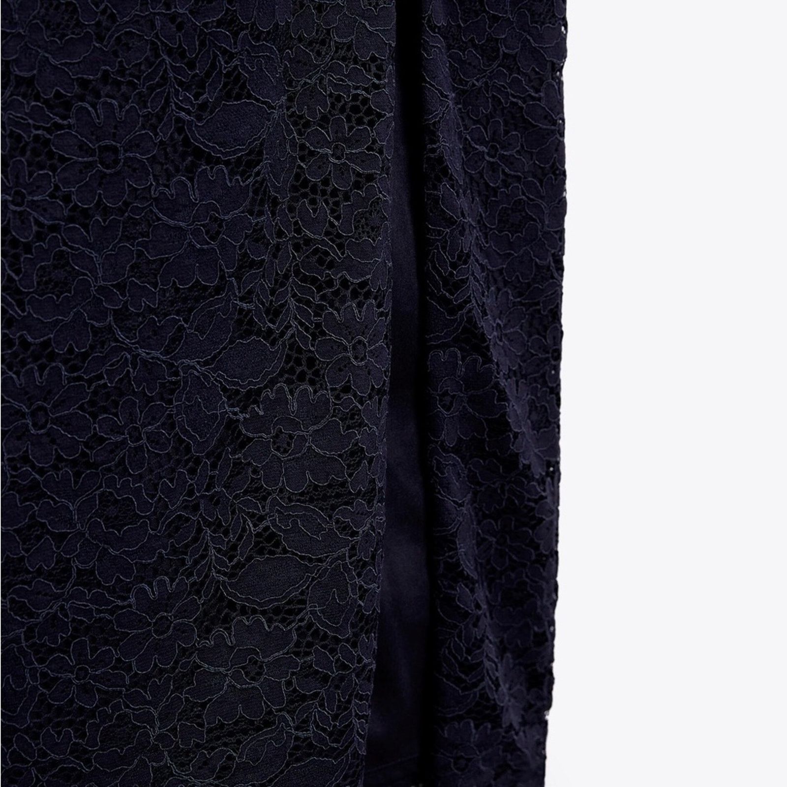 ZARA LACE MIDI DRESS NAVY BLUE