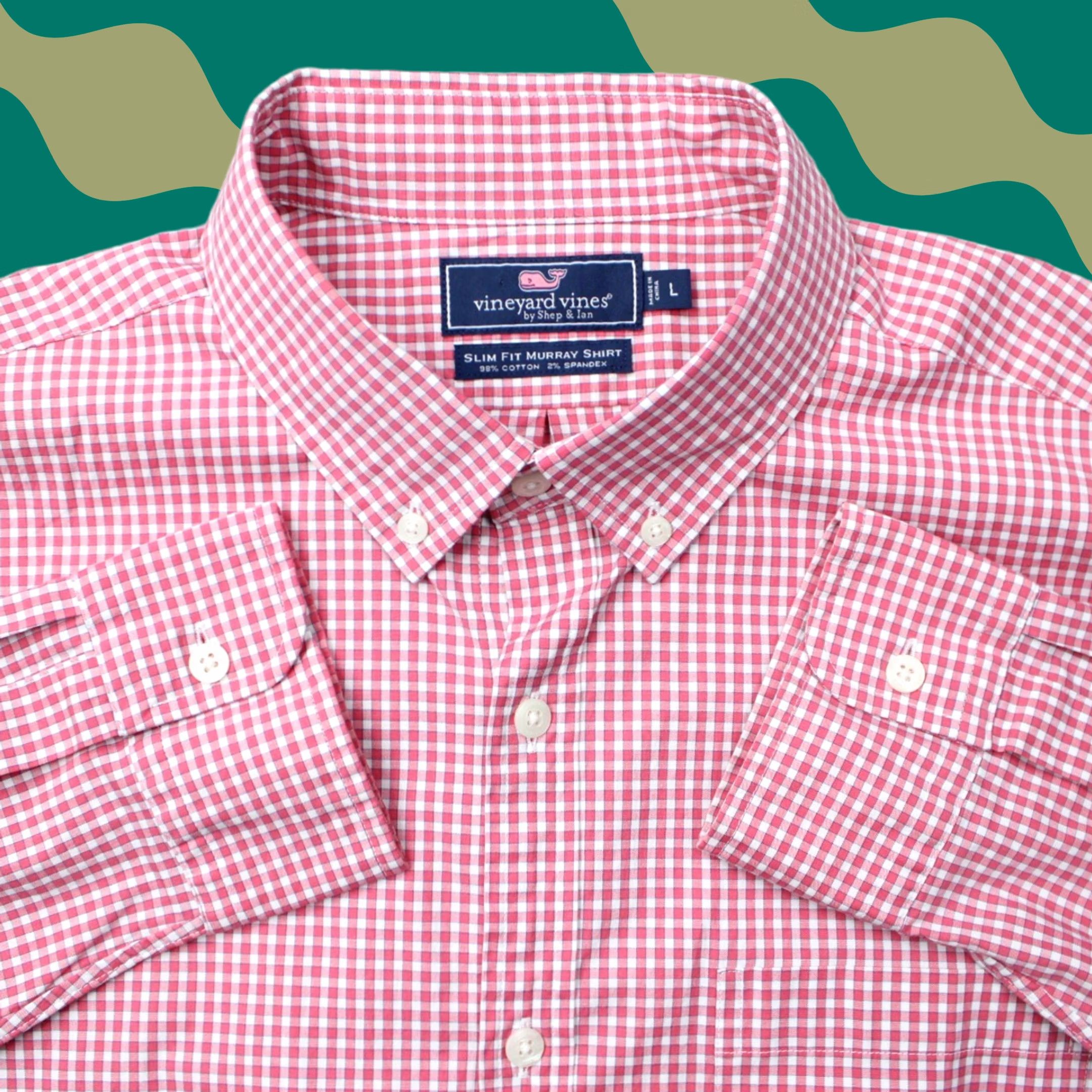 Vineyard Vines Vineyard Vines Murray Shirt Mens Large Red/White Gingham Slim Fit L/S Button-Up Shirt Size US L / EU 52-54 / 3 - 1 Thumbnail