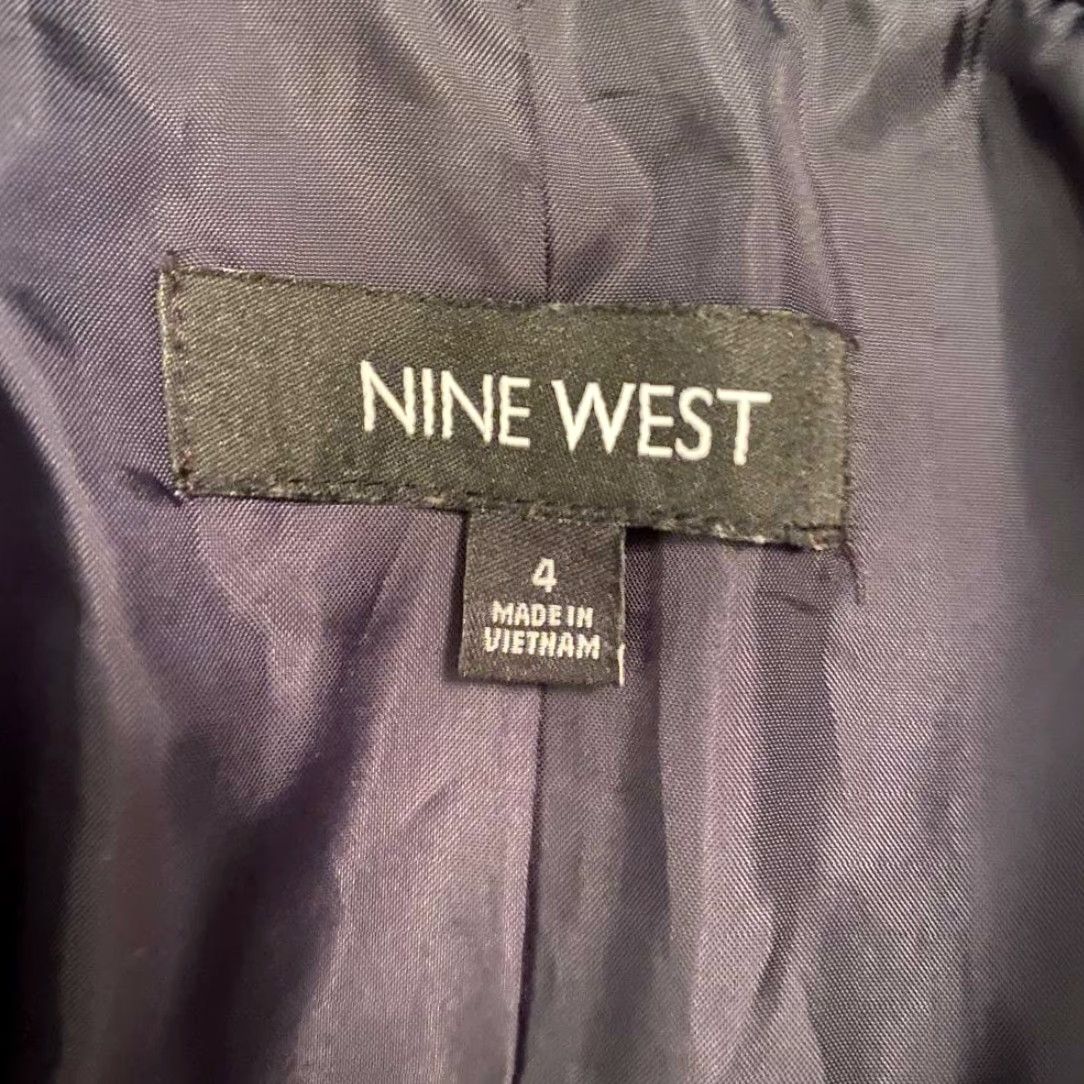 Nine West Nine West Womens Suit Jacket Blazer Blue Stripe Notch Lapel Long Sleeve Button 4 Size S / US 4 / IT 40 - 3 Thumbnail