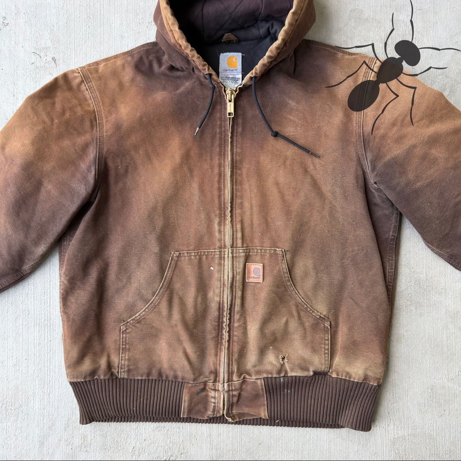 Carhartt × Vintage Carhartt J130 DKB faded brown hooded work wear jacket Size US M / EU 48-50 / 2 - 2 Thumbnail