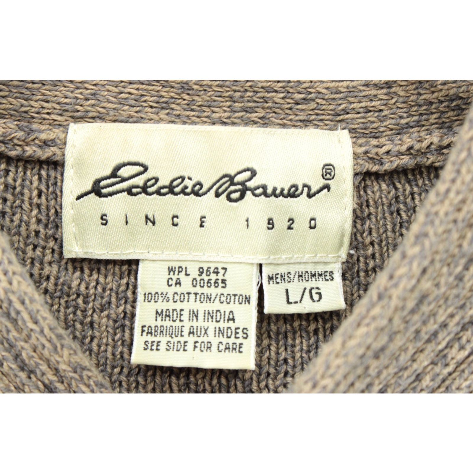 Eddie Bauer VINTAGE Eddie Bauer Sweater Mens Large Brown Cotton Ribbed Fisherman Grandpacore 90s Pullover Knit Mock Neck Size US L / EU 52-54 / 3 - 4 Thumbnail