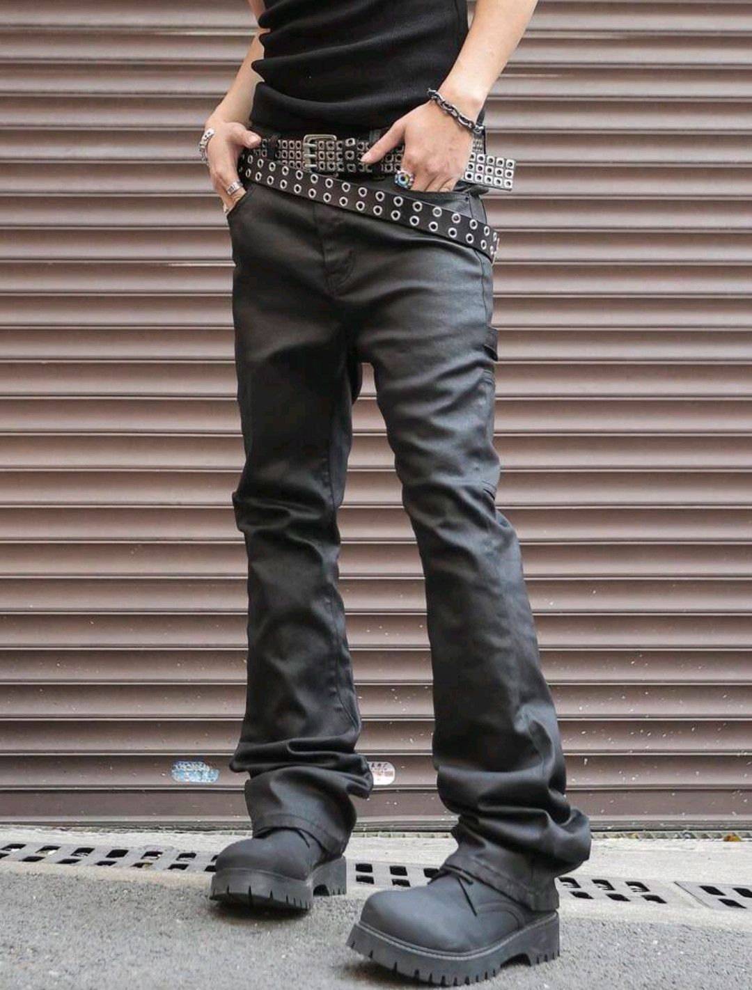 Jean Black solid simple color Jeans Size US 32 / EU 48 - 1 Thumbnail