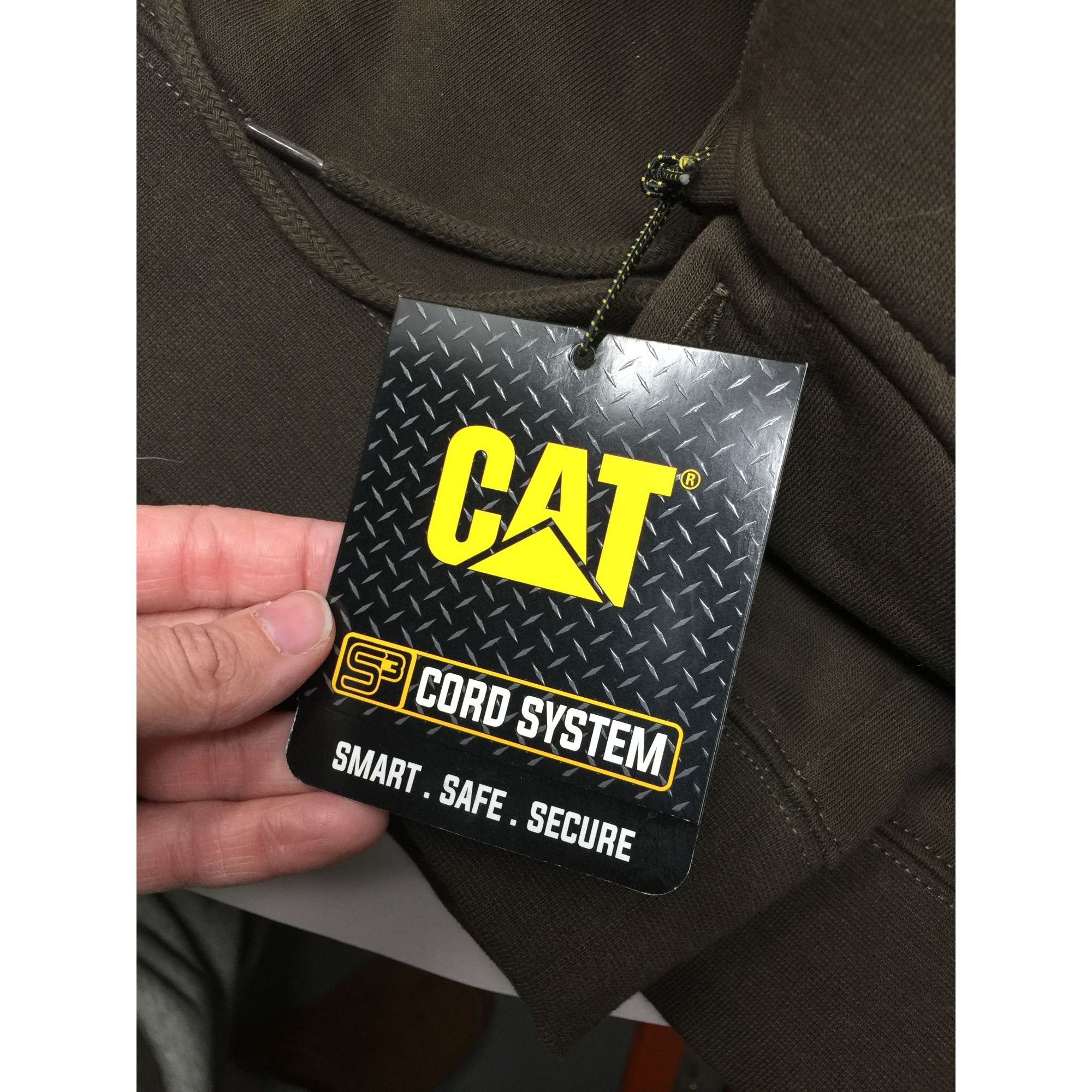 Caterpillar Men's CAT Trademark Banner Hooded Sweatshirt - Coffee Bean - Size US XXL / EU 58 / 5 - 11 Thumbnail