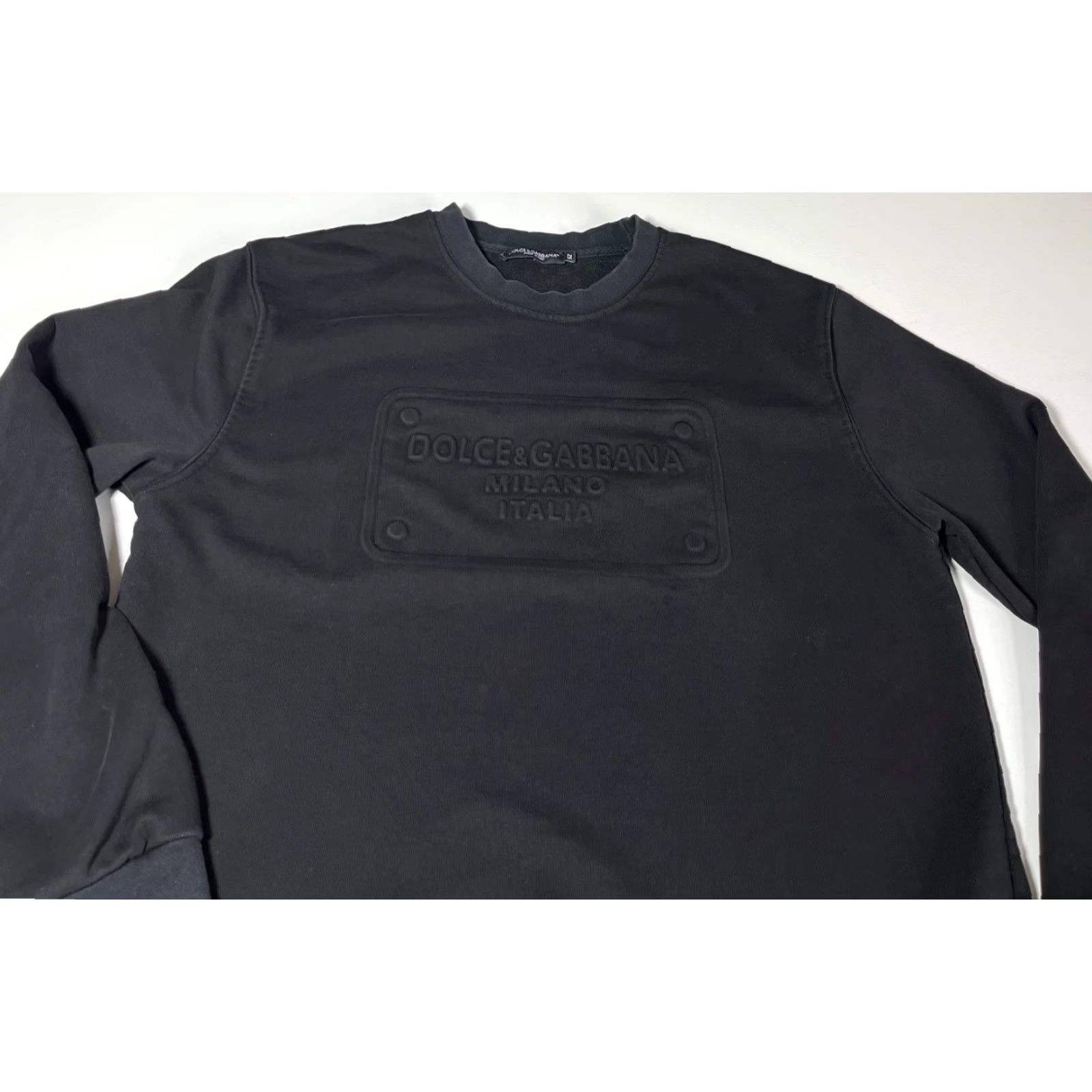 Dolce & Gabbana Dolce&Gabbana Men Sweatshirt Cotton Black Made in Italy Size L US Large Crew Neck Short Sleeve? Size US L / EU 52-54 / 3 - 5 Thumbnail