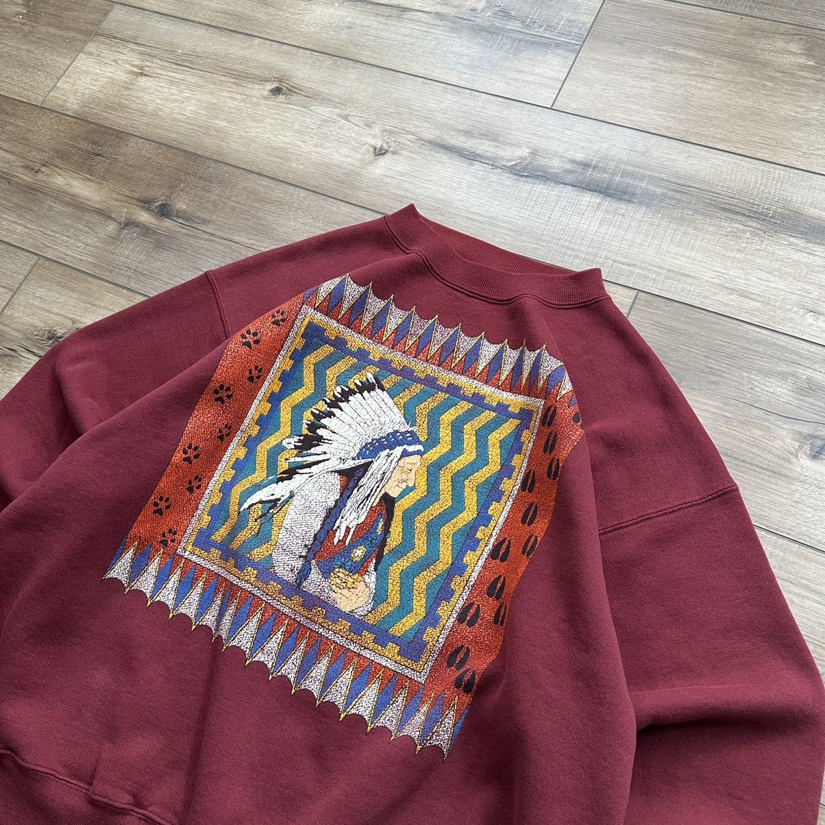 Other Vintage 90s Southwestern Native Tapestry Maroon Crewneck Size US XL / EU 56 / 4 - 5 Thumbnail