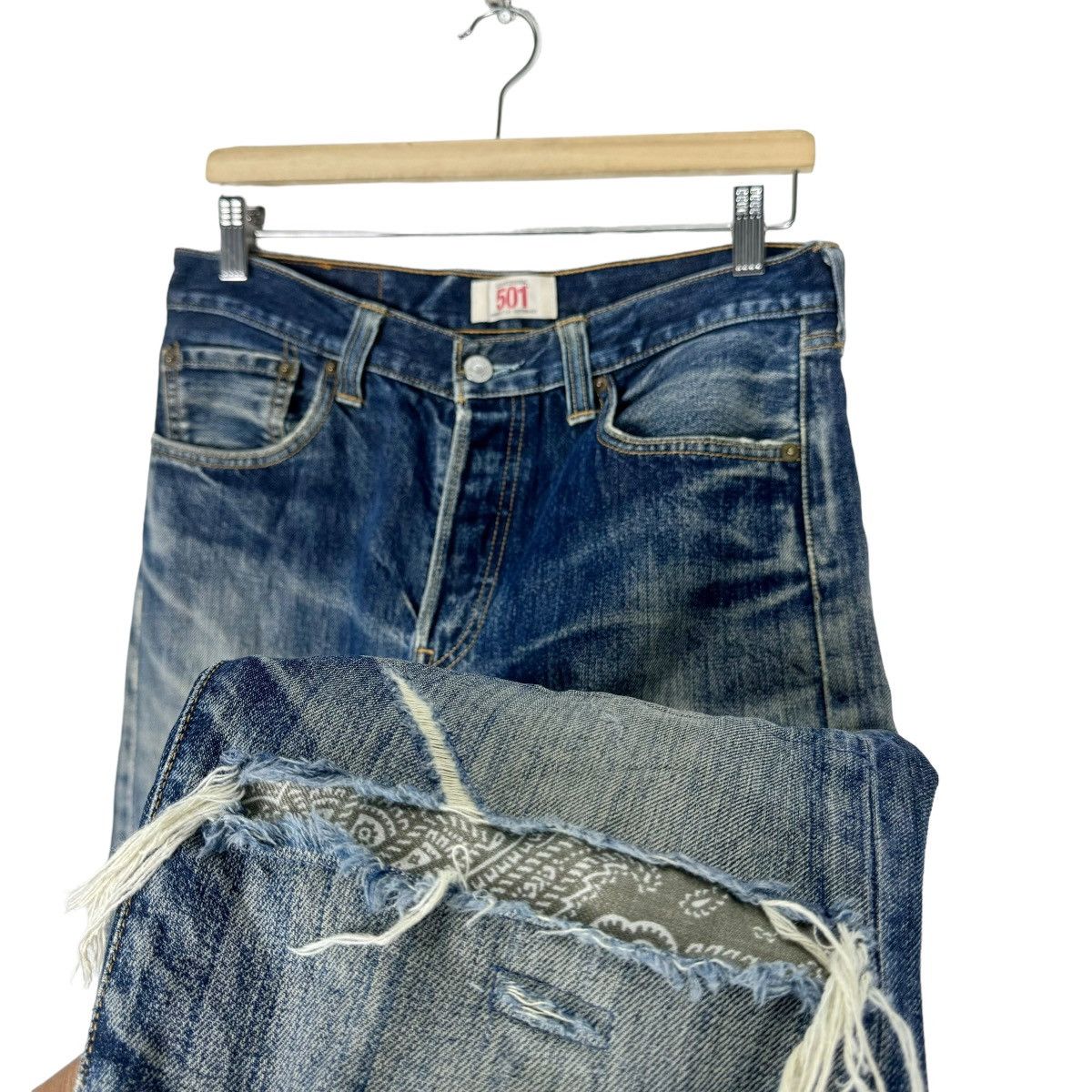 Levi's ☀️LEVI’S 501 STRAIGHT LEG PATCHWORK DENIM JEANS PANTS Size US 30 / EU 46 - 7 Thumbnail