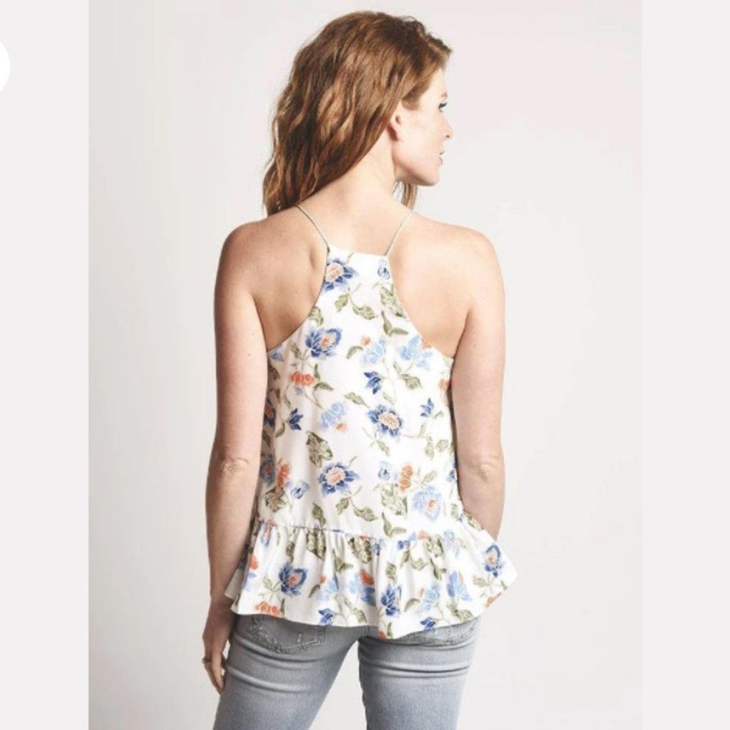 Joie JOIE Derwen Floral Ruffle Hem White Summer Boho Top Size S Size XS / US 0-2 / IT 36-38 - 2 Thumbnail