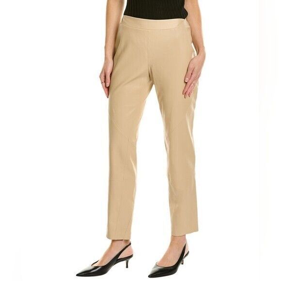 Lafayette 148 Lafayette 148 New York Cream Beige Leather Pants Size Large Size 34" / US 12 / IT 48 - 1 Thumbnail