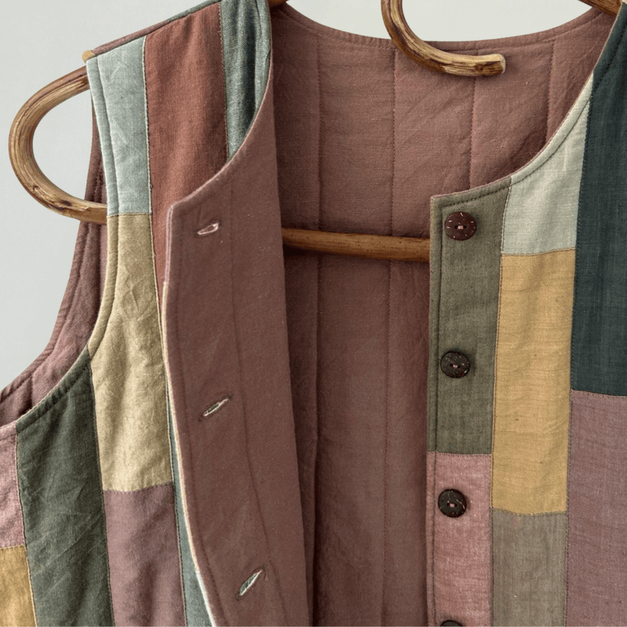 Handmade Vintage Inspired Organic Patchwork Vest Size L / US 10 / IT 46 - 5 Thumbnail