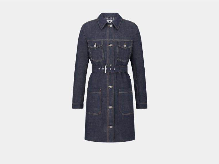 Dior o1w1db11225 452V59 Long Belted Jacket in Blue Size XS / US 0-2 / IT 36-38 - 1 Thumbnail