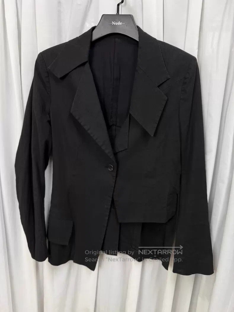 Yohji Yamamoto Yohji Yamamoto Size 3 Cotton Linen Blend Irregular Suit Jac Size 40S - 1 Thumbnail