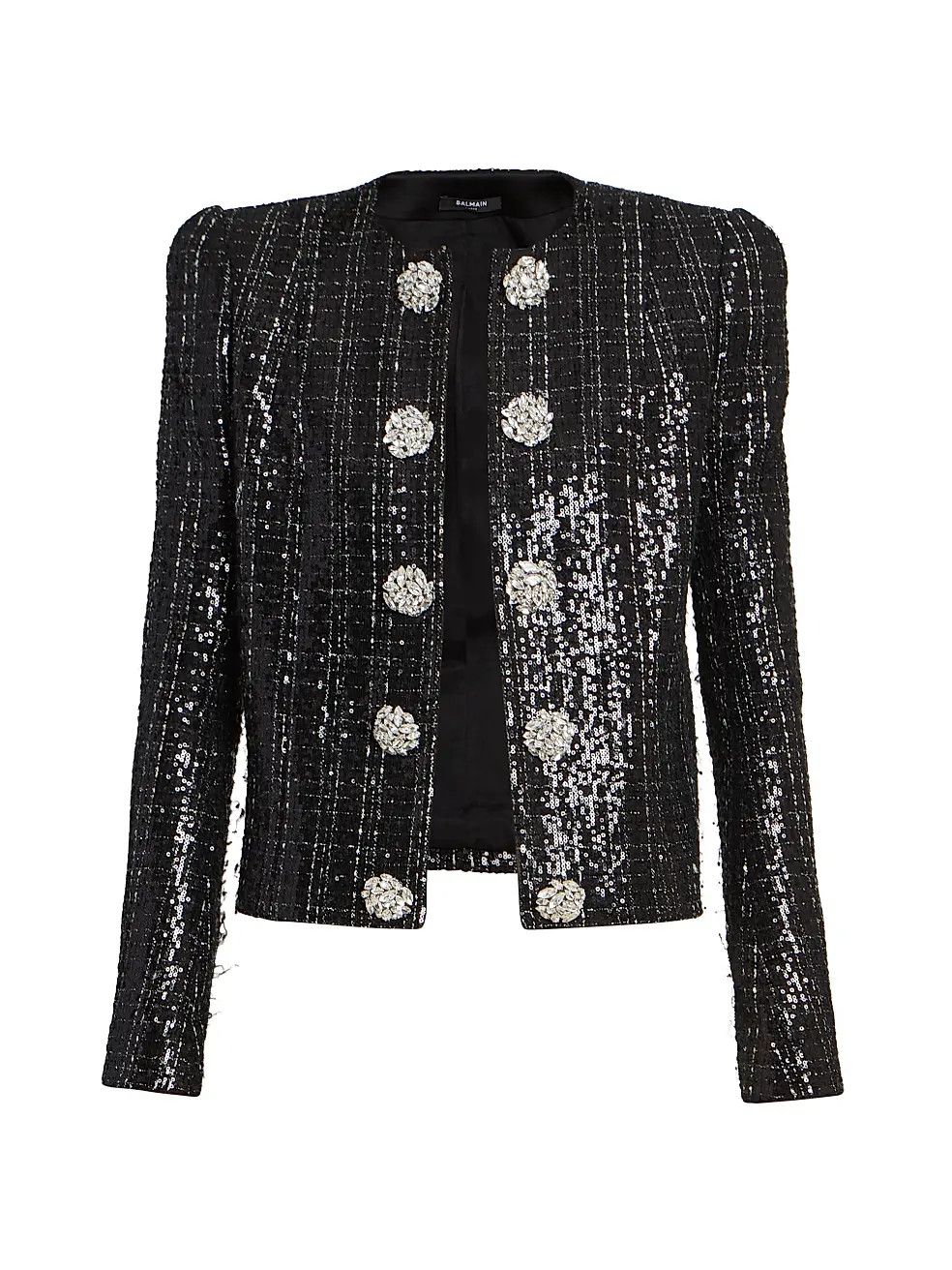 Balmain o1s1wg110825 Glitter Tweed Jacket in Black Size M / US 6-8 / IT 42-44 - 1 Thumbnail