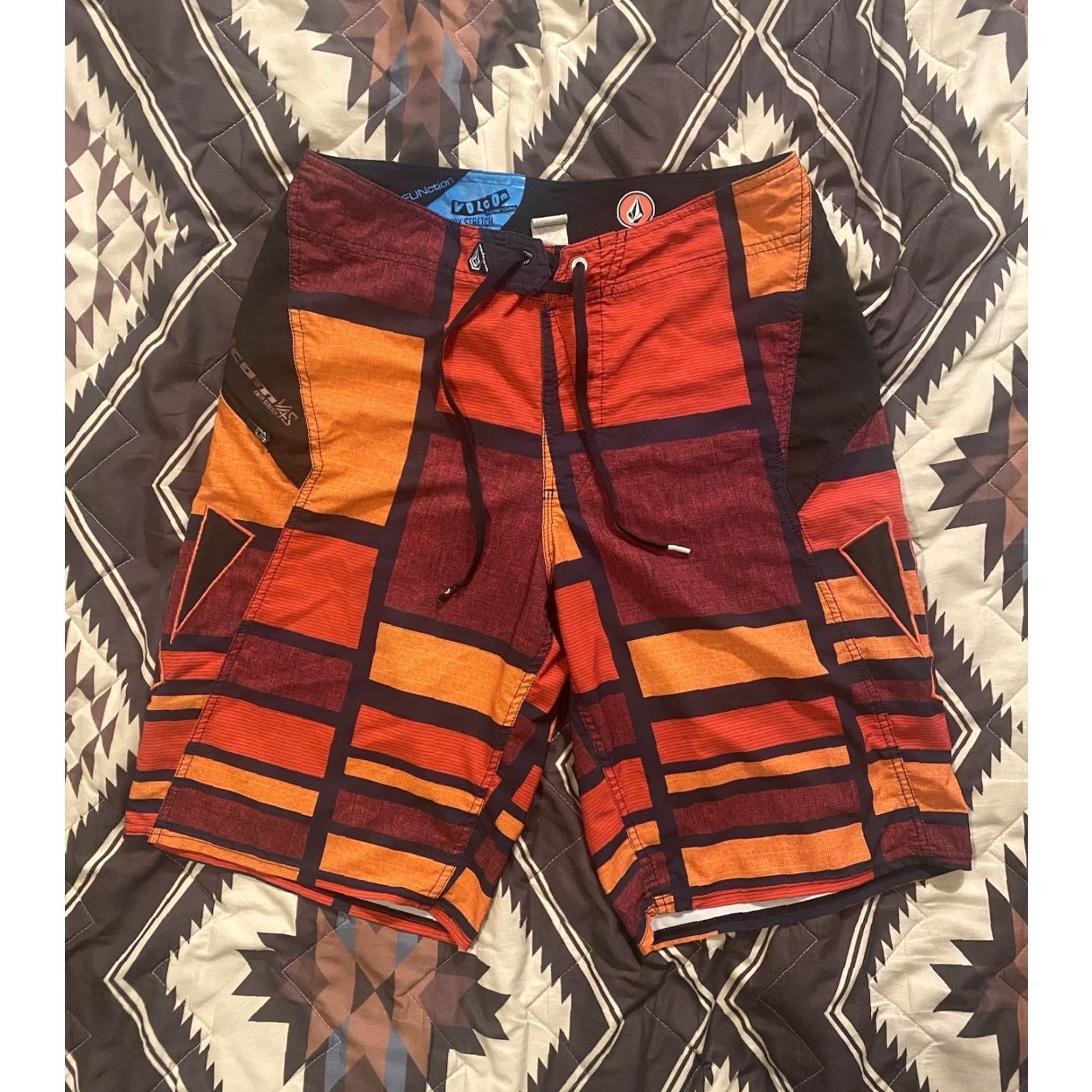 Volcom Volcom Board Shorts Men 32 Orange 4 Way Stretch Embroidered Logo Beach Lifeguard Surfing Sport 90s Y2K Size US 32 / EU 48 - 2 Thumbnail