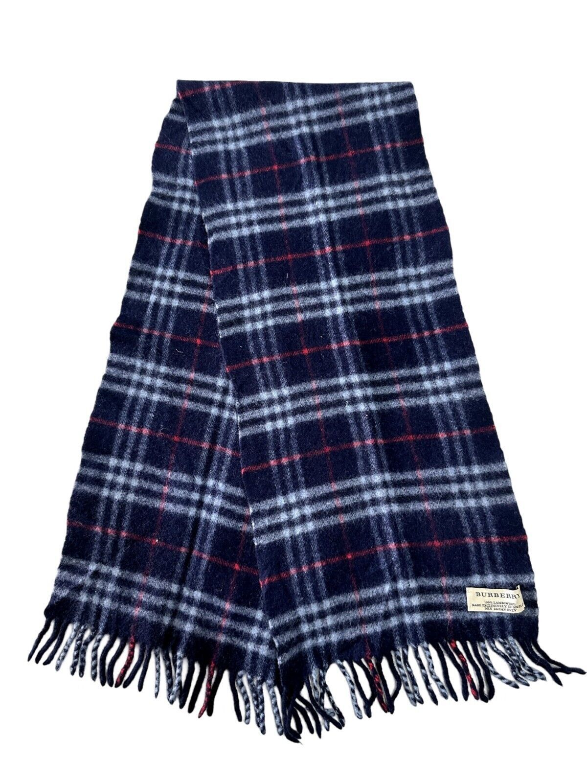 Burberry Burberry Authentic Scarf BLUE 100% Lambswool Unisex Scarf M Size ONE SIZE - 1 Thumbnail