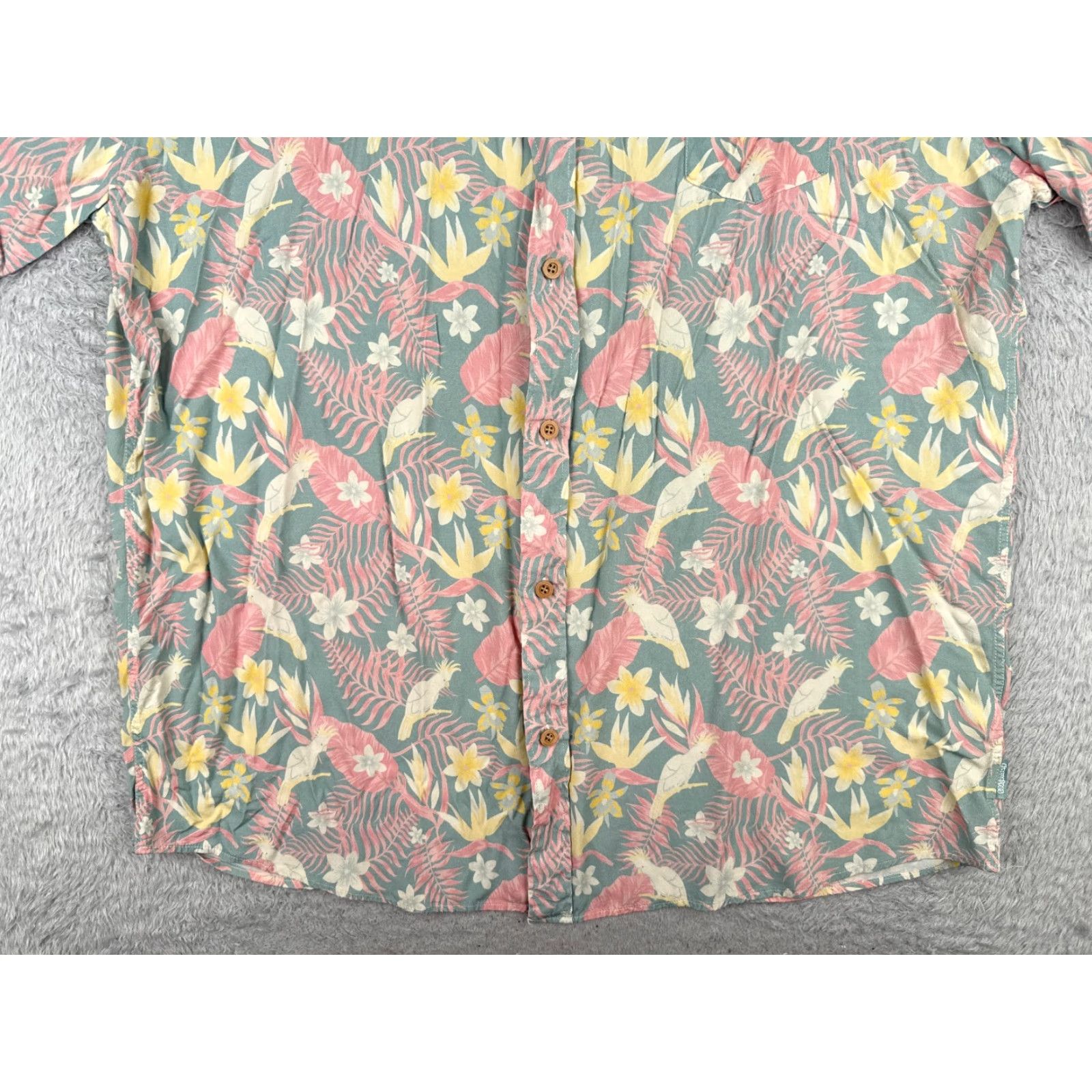 Vintage Tipsy Elves Shirt Men 3XL Floral Hawaiian Blue Grey Pink Button-Up Short Sleeve Beach Aloha Palm Mens Size US XXL / EU 58 / 5 - 5 Thumbnail