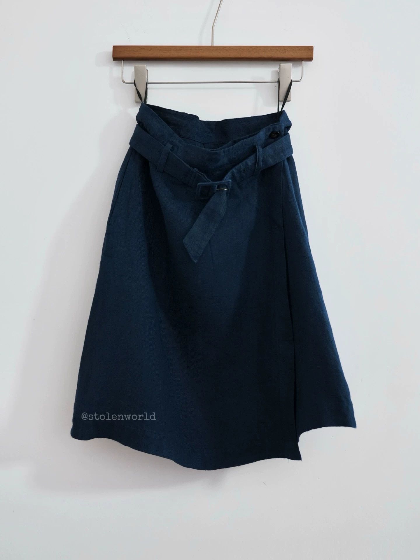 Comme des Garcons CDG 90s Tricot Deep Blue Linen Wrap Skirt S Size 26" / US 2 / IT 38 - 1 Thumbnail