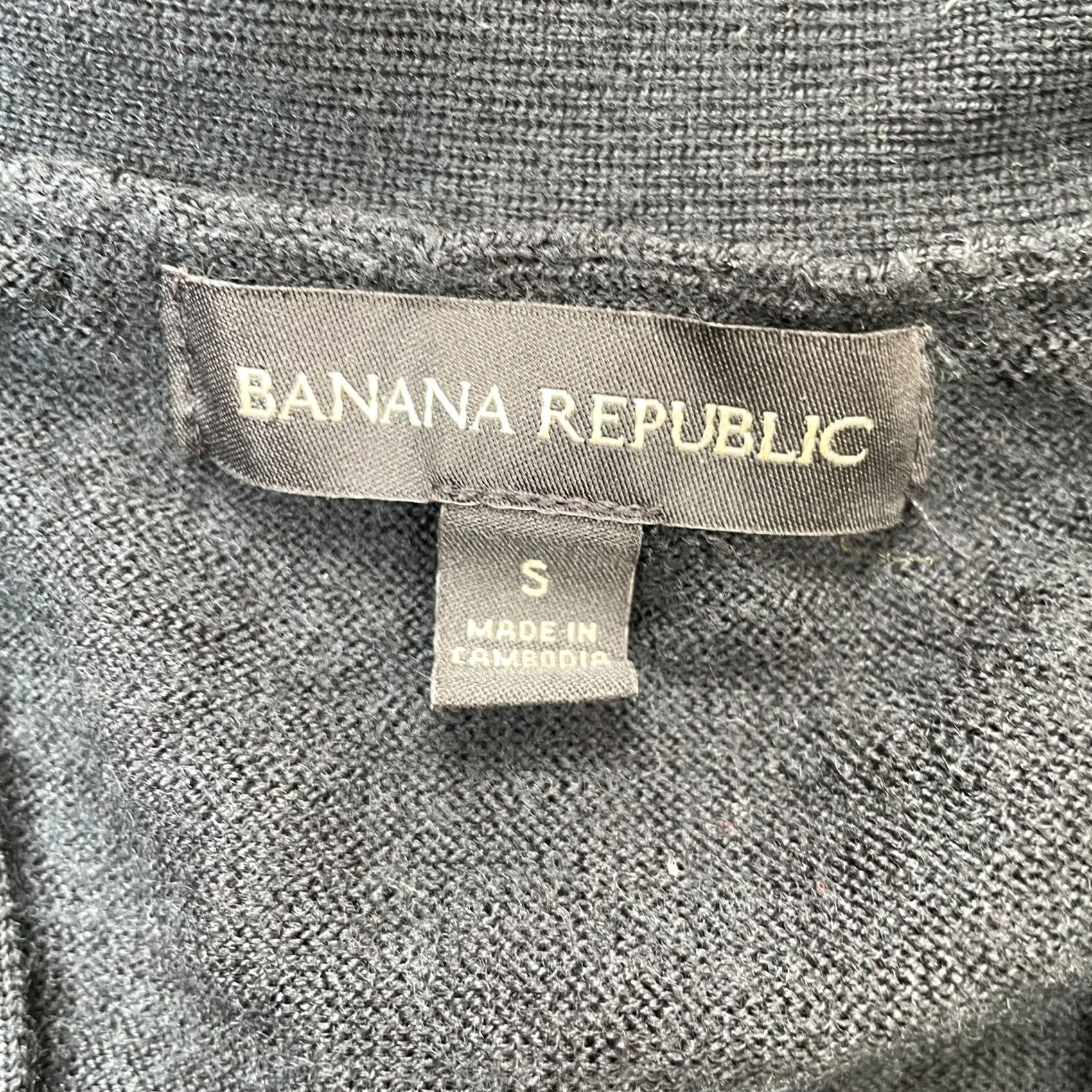 Banana Republic Banana Republic Cardigan Sweater Womens Small Black Merino Wool Blend V-Neck Rib Open Front Casual Workwear Winter Autumn Long Sleeve Size S / US 4 / IT 40 - 4 Thumbnail