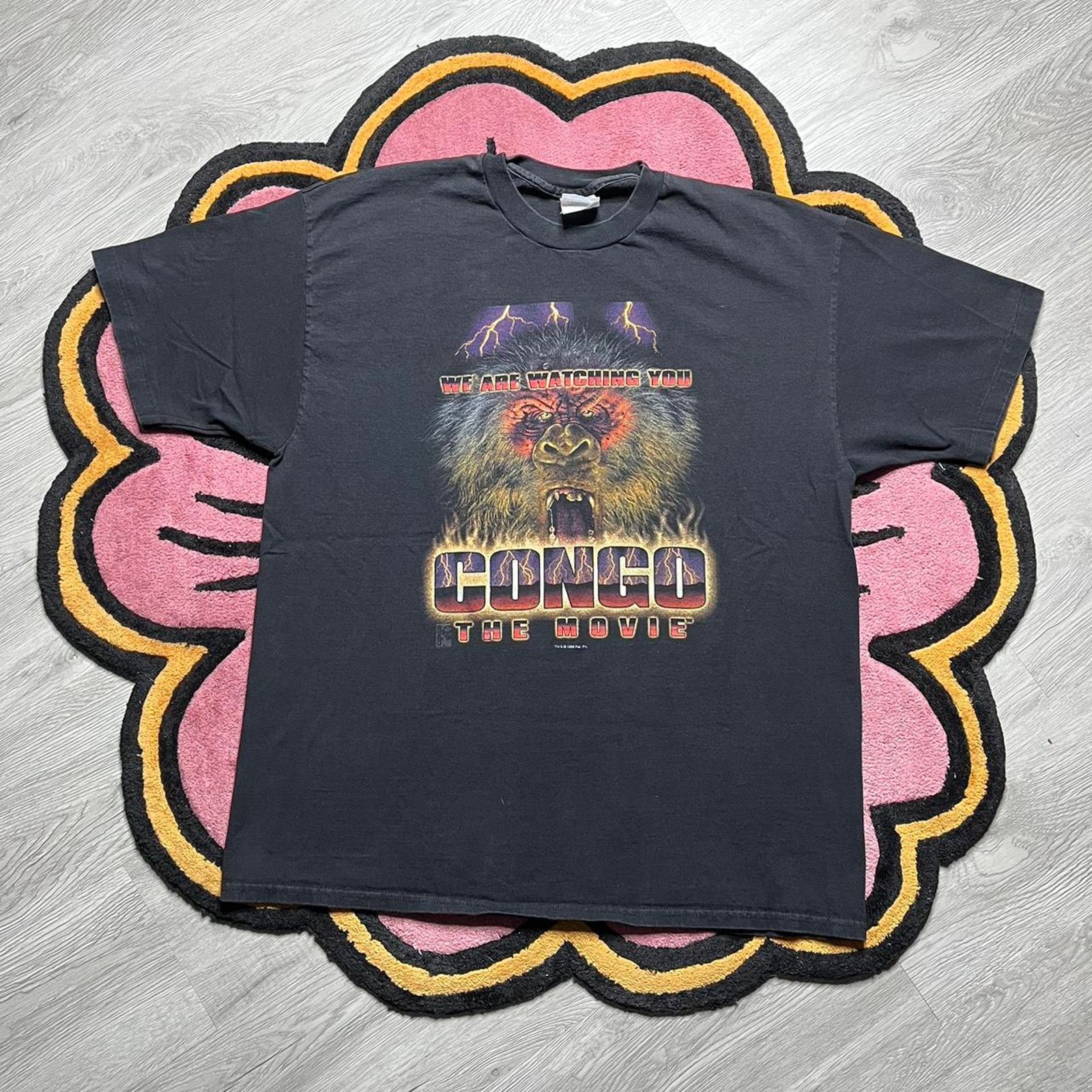 image of VTG 90’S Congo The Movie We Are Watching You Promo T-Shirt in Black, Men's (Size XL)