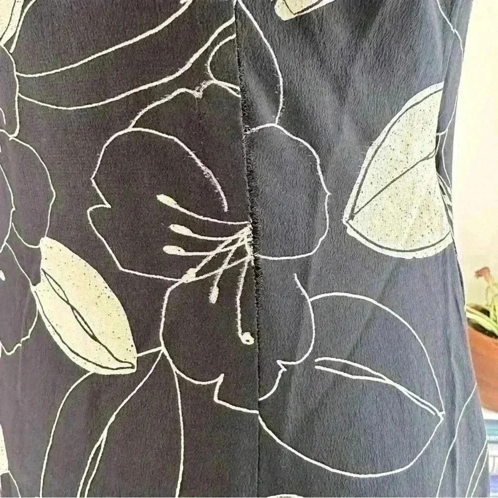 Max Mara MAX MARA Pura Seta Black Ivory Floral SILK Dress 8 Size M / US 6-8 / IT 42-44 - 7 Thumbnail