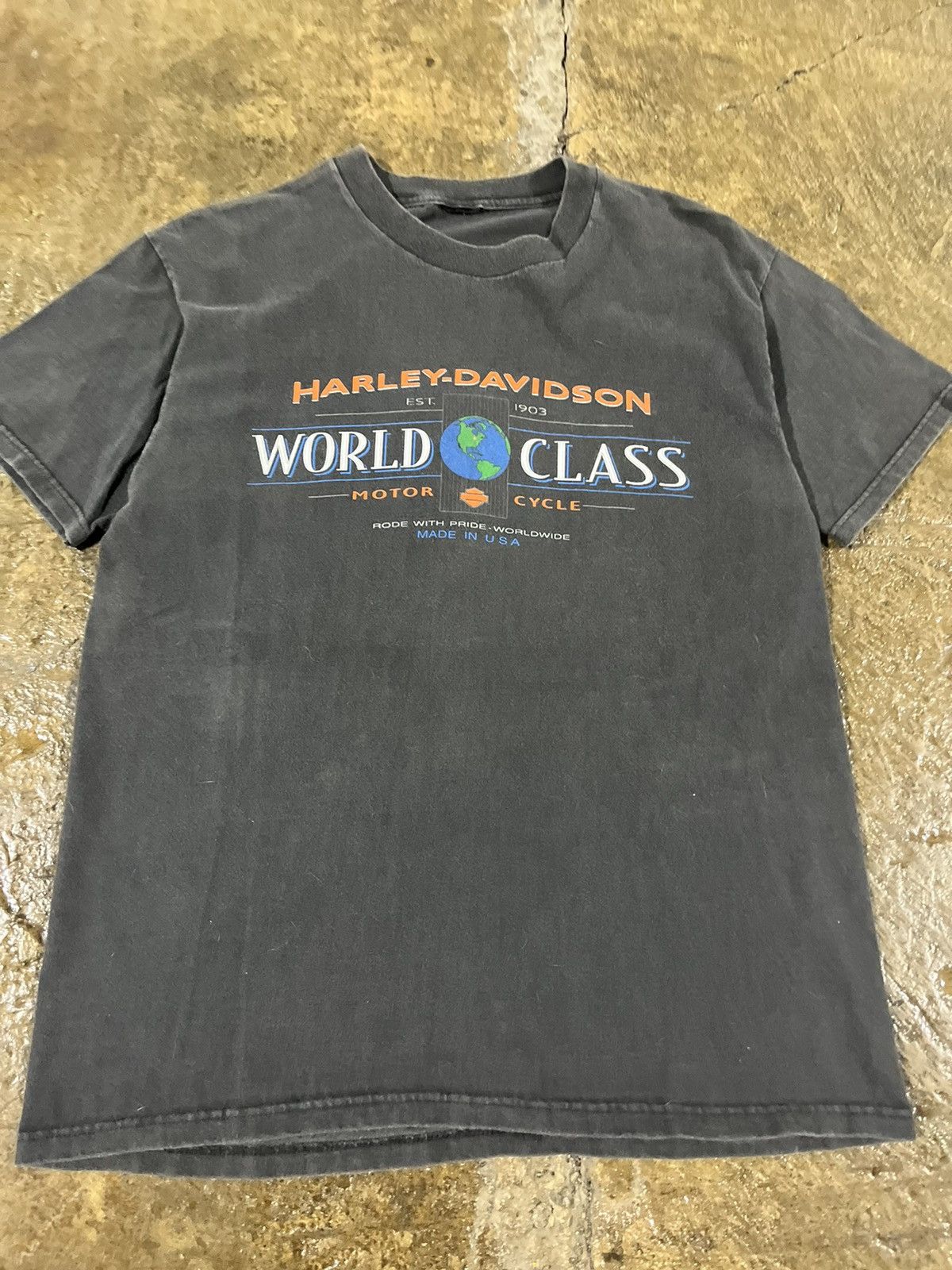 Harley Davidson × Vintage Crazy Vintage 90s Harley Davidson Faded Biker Logo Tee Shirt Size US L / EU 52-54 / 3 - 4 Thumbnail