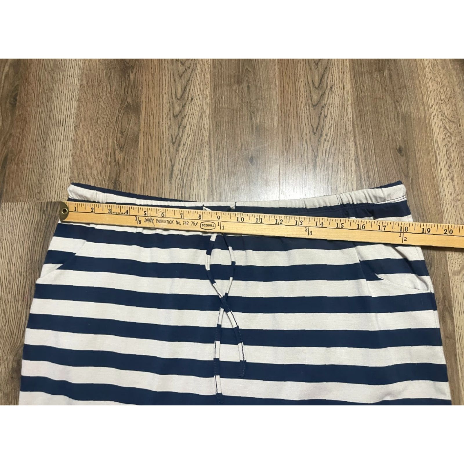 Vintage Sonoma Skirt Women's Size Large Blue Grey Striped Tie Waist Straight Pencil Size 36" / US 14 / IT 50 - 6 Thumbnail